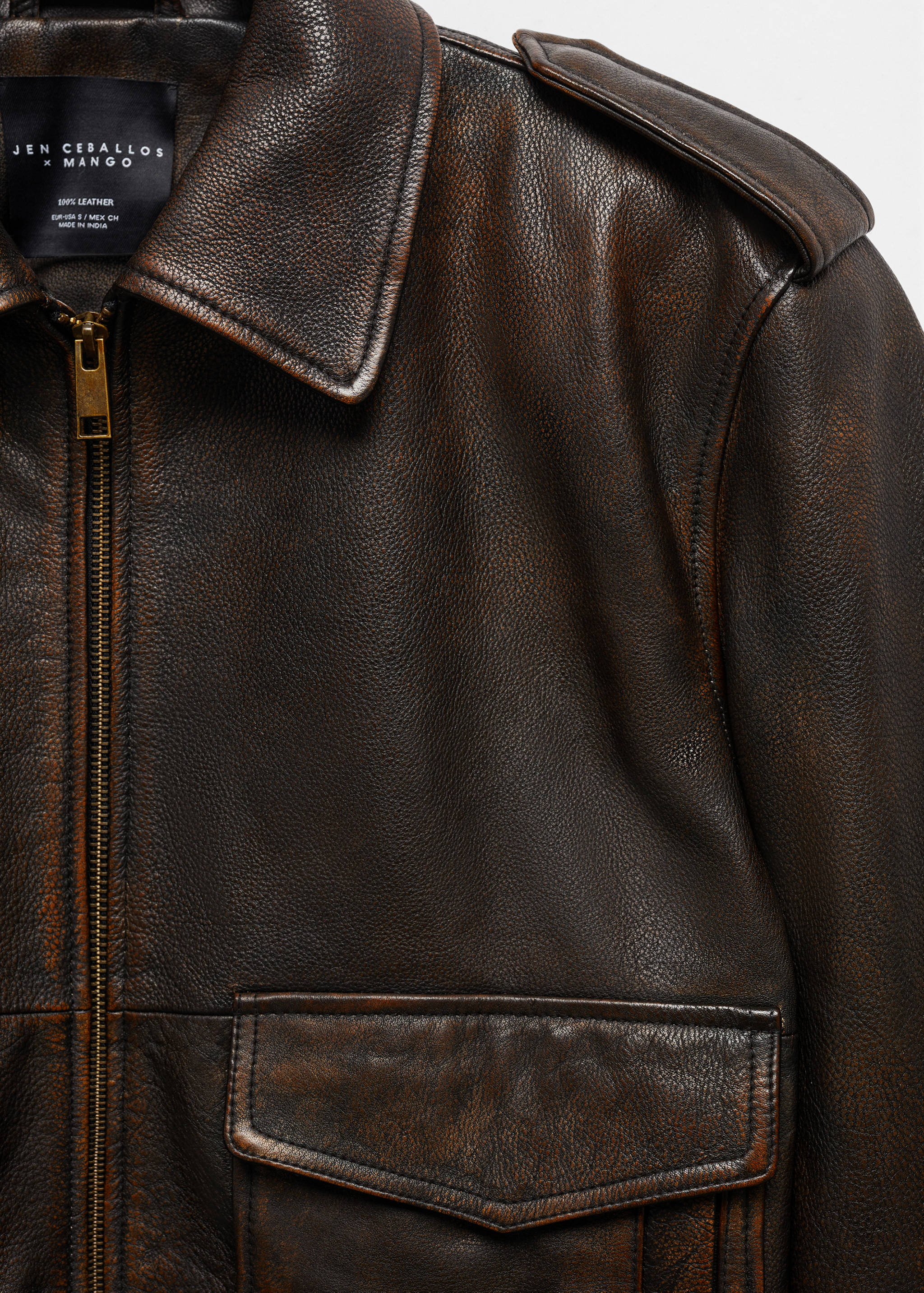 Lærjakke med lomme - Artikkeldetalj 8