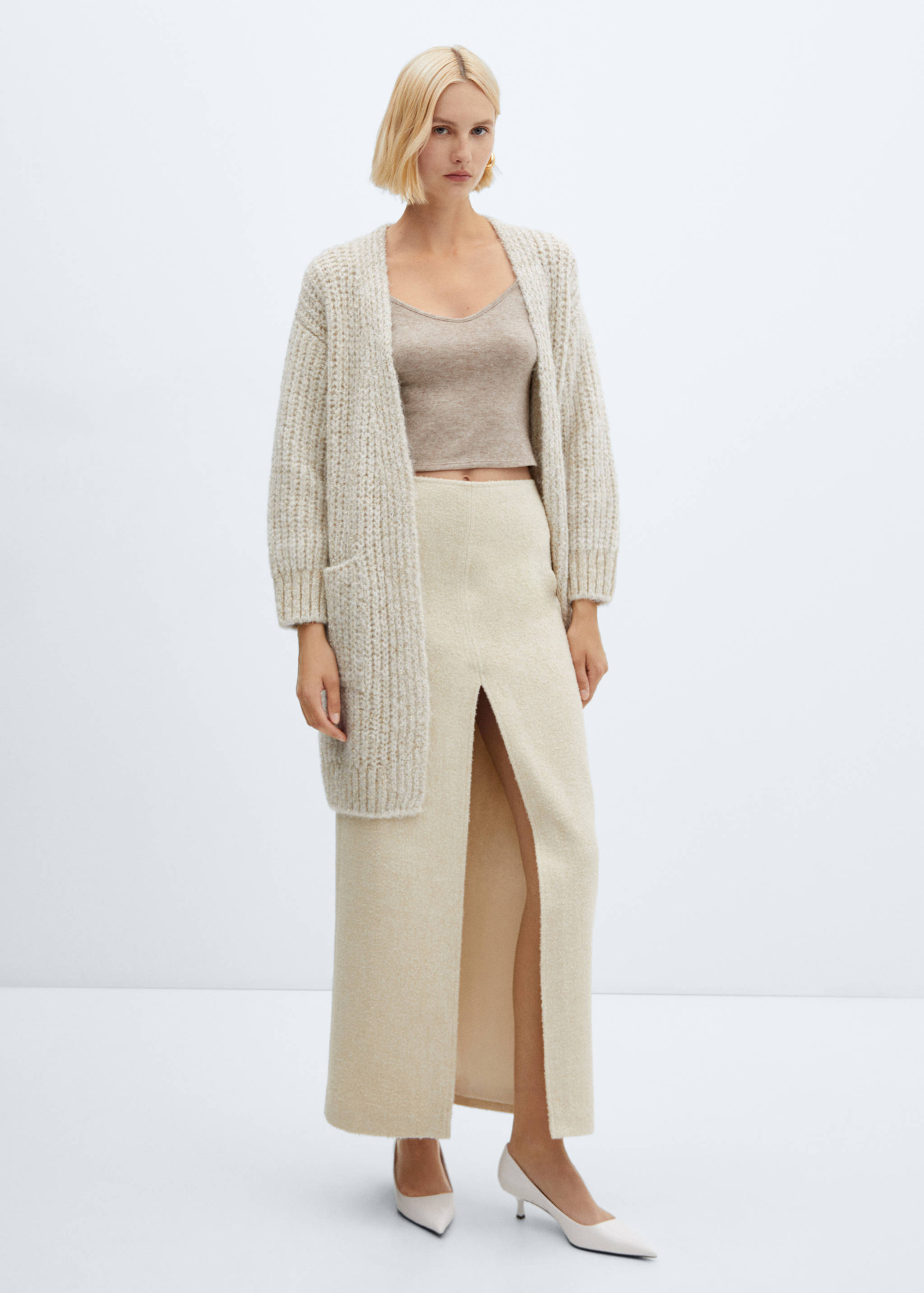 Lurex chunky-knit cardigan - General plane