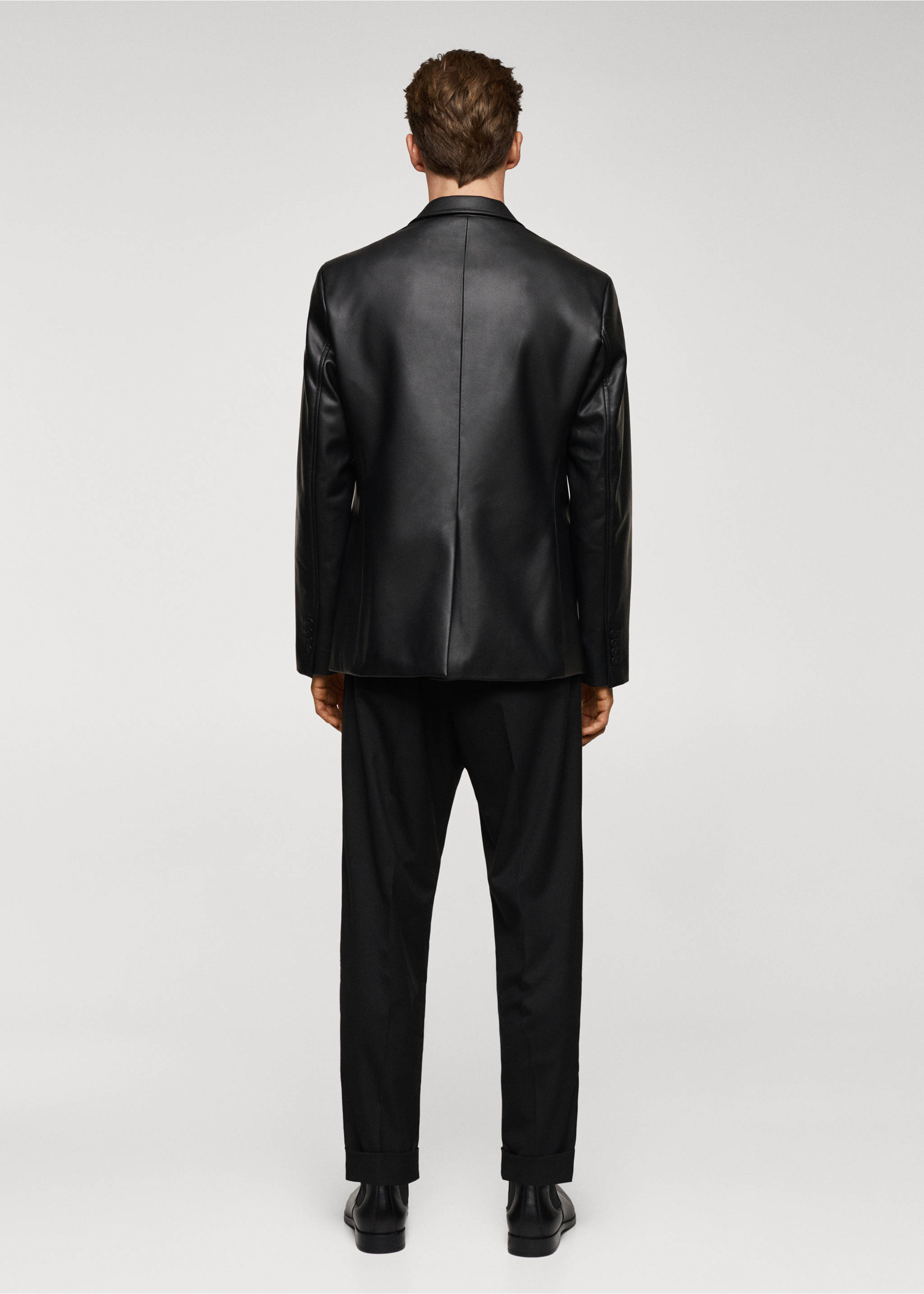 Blazer mit Leder-Effekt - Rückseite des Artikels, Schwarz. Ref: 57049404-00.