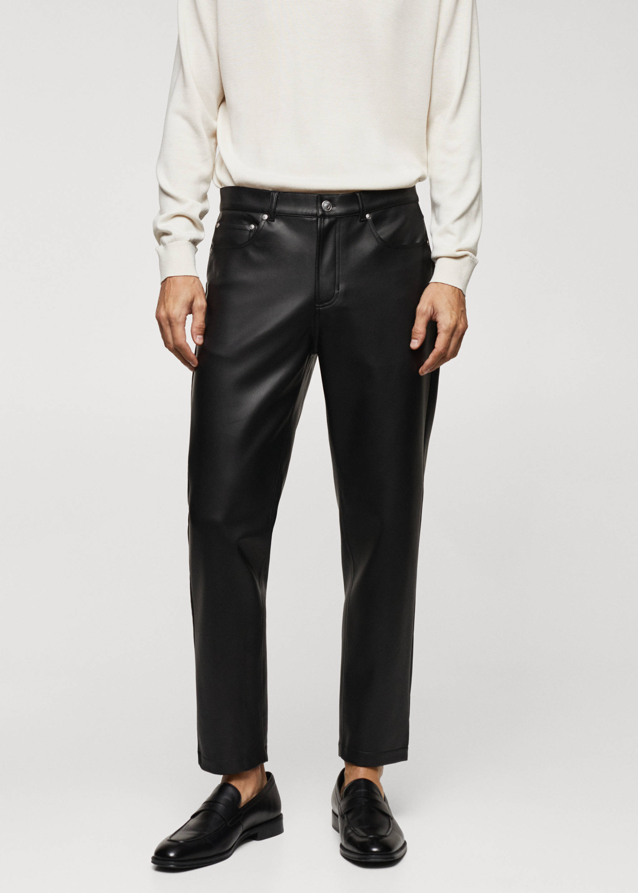 Faux-leather slim-fit trousers - Medium plane