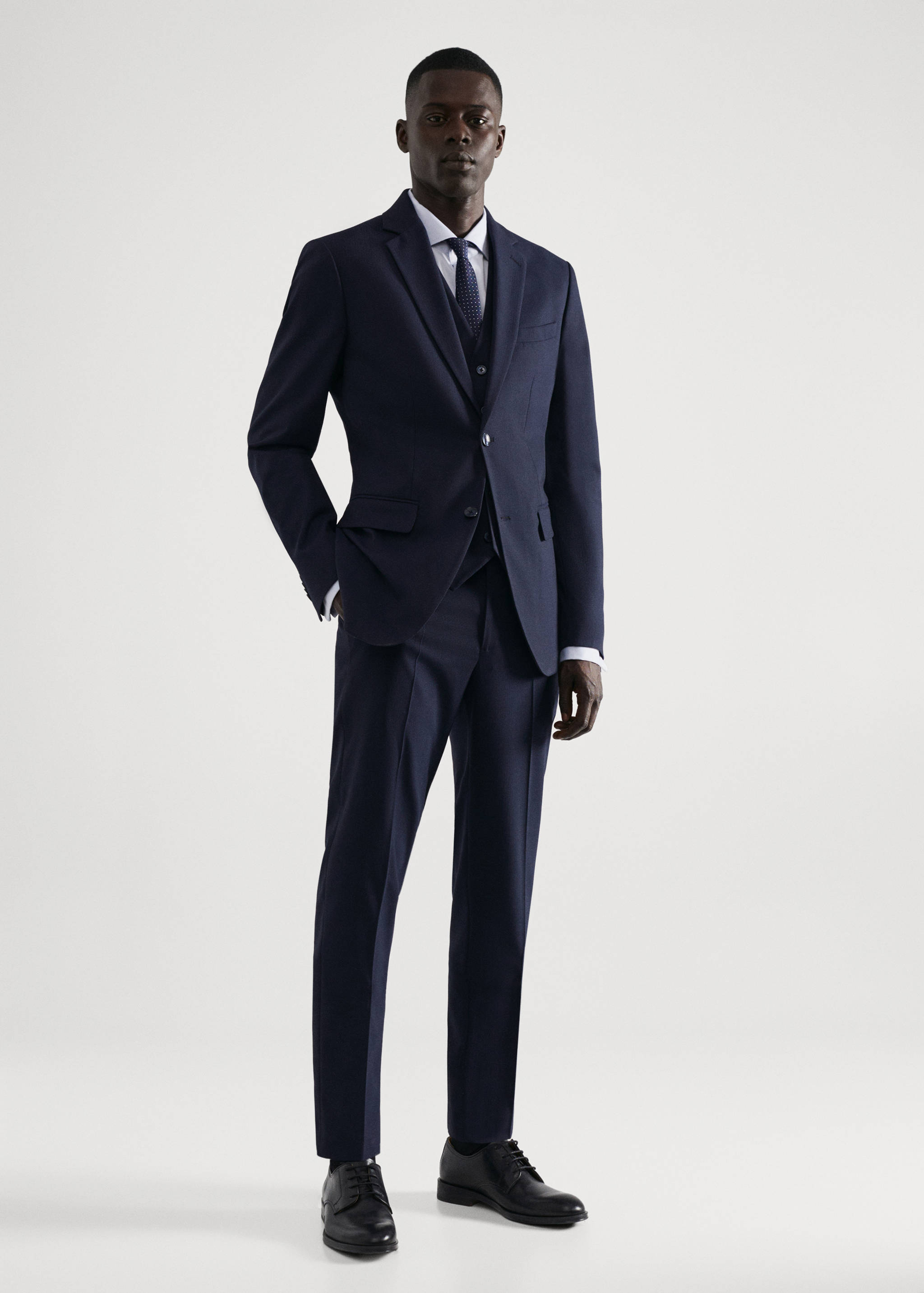 Stretch-fabric slim-fit suit trousers - General plane