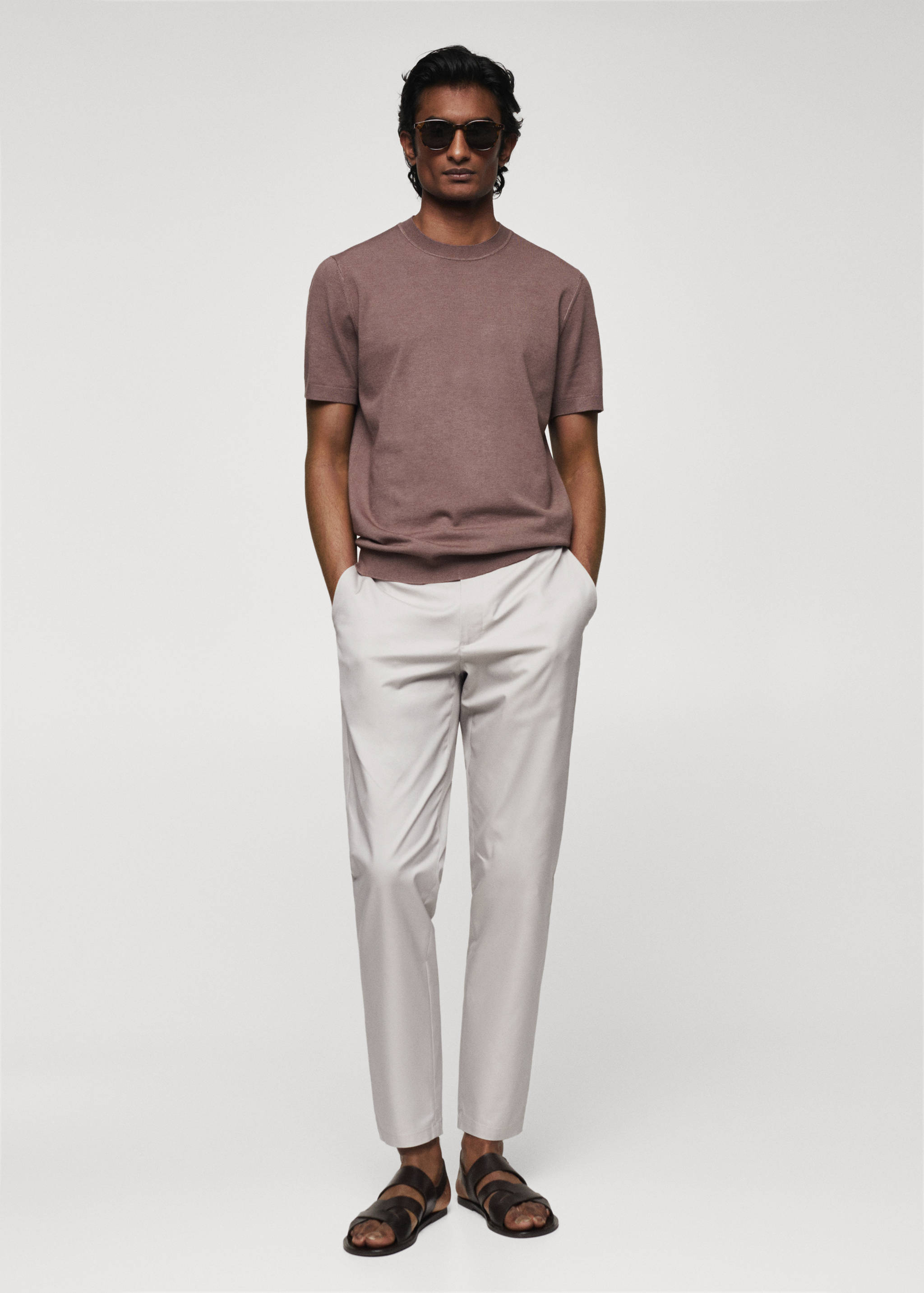 Slim-fit cotton trousers - General plane
