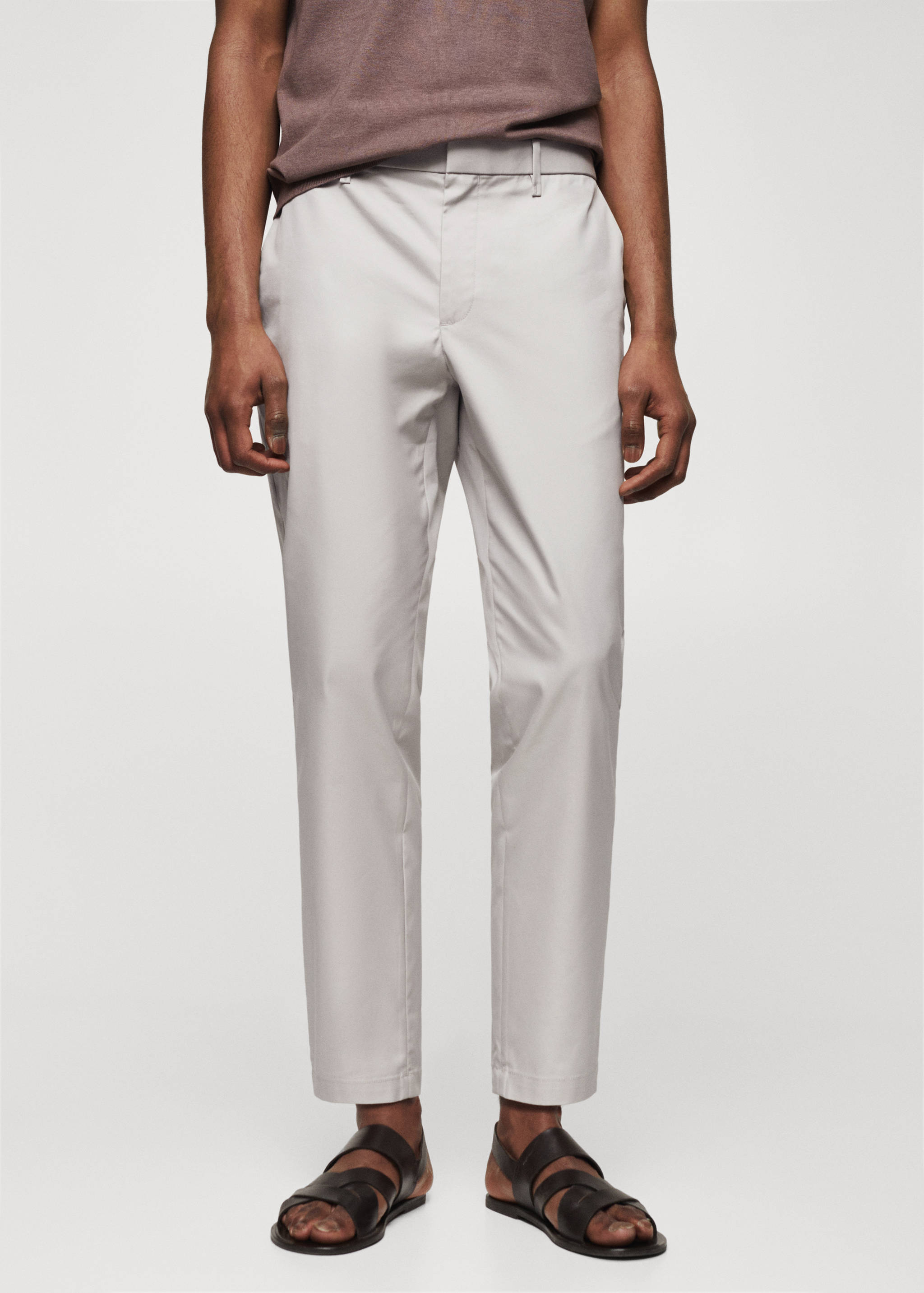 Slim-fit cotton trousers - Medium plane