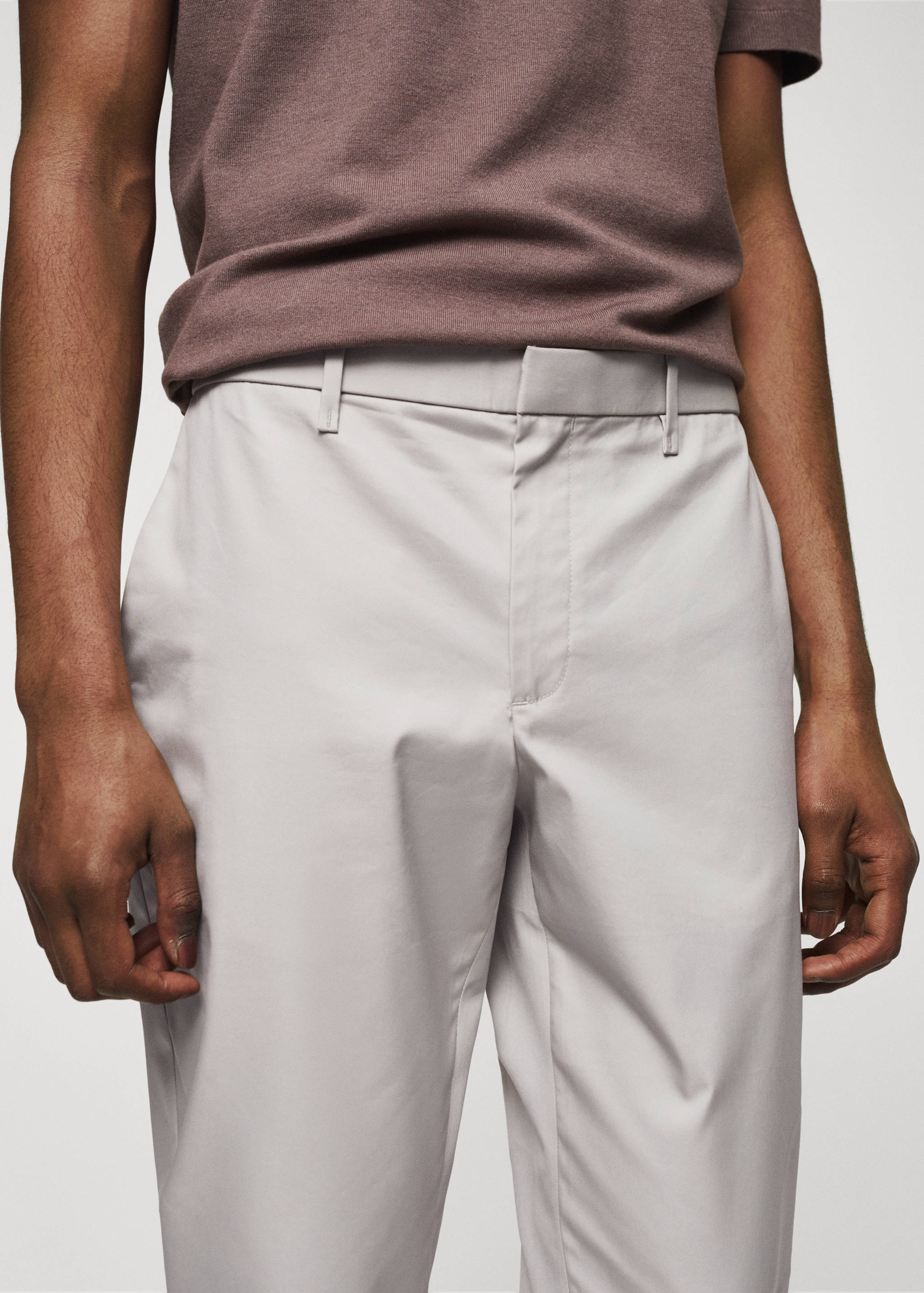 Slim-fit cotton trousers - Details of the article 1
