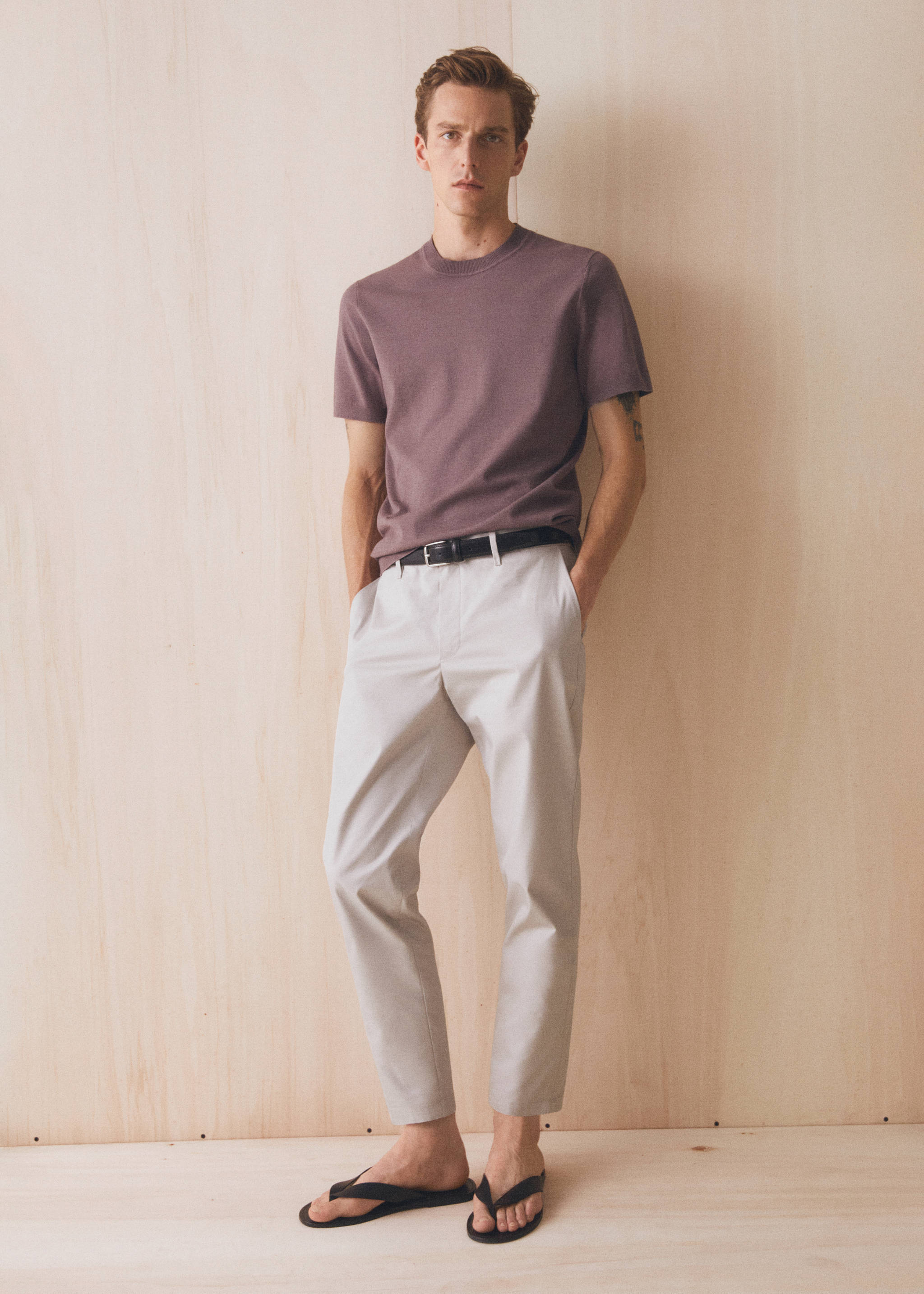 Slim-fit cotton trousers - Details of the article 5