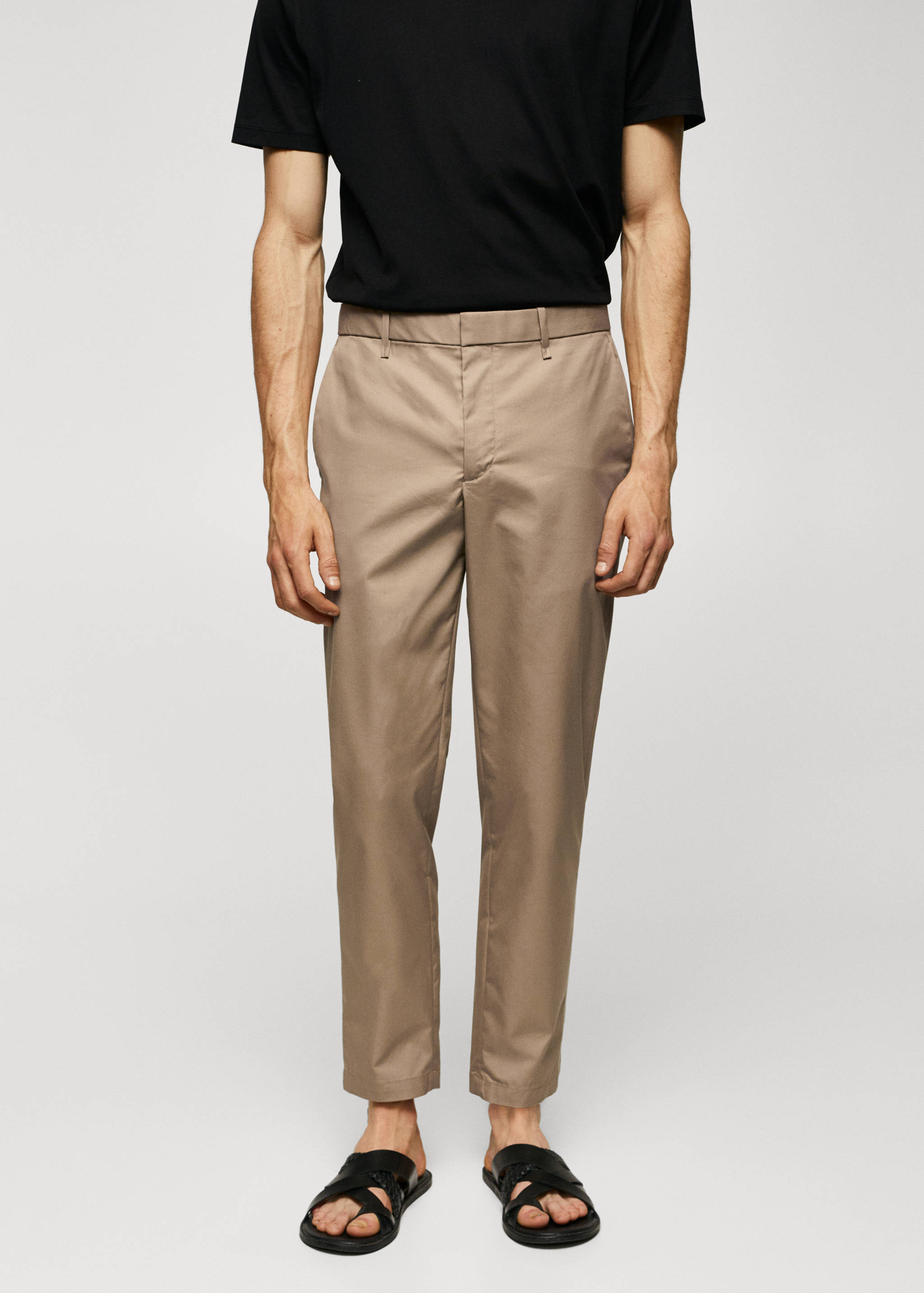 Slim-fit cotton trousers - Medium plane