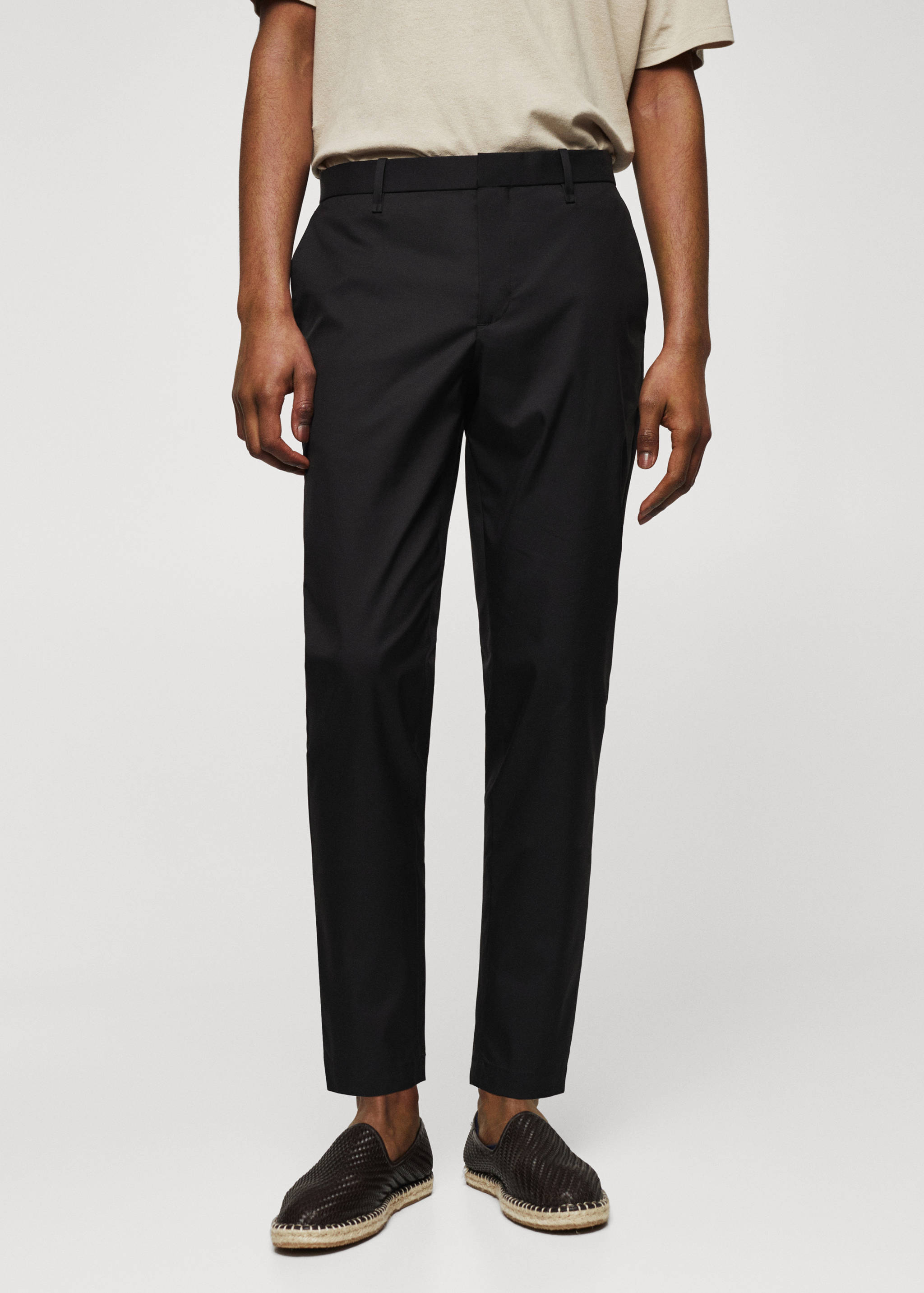 Slim-fit cotton trousers - Medium plane