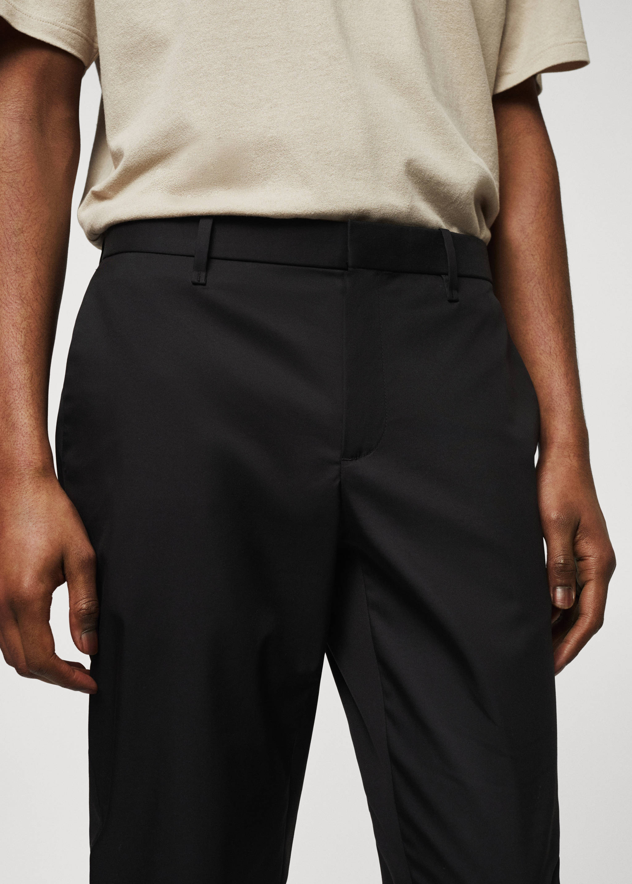 Slim-fit cotton trousers - Details of the article 1