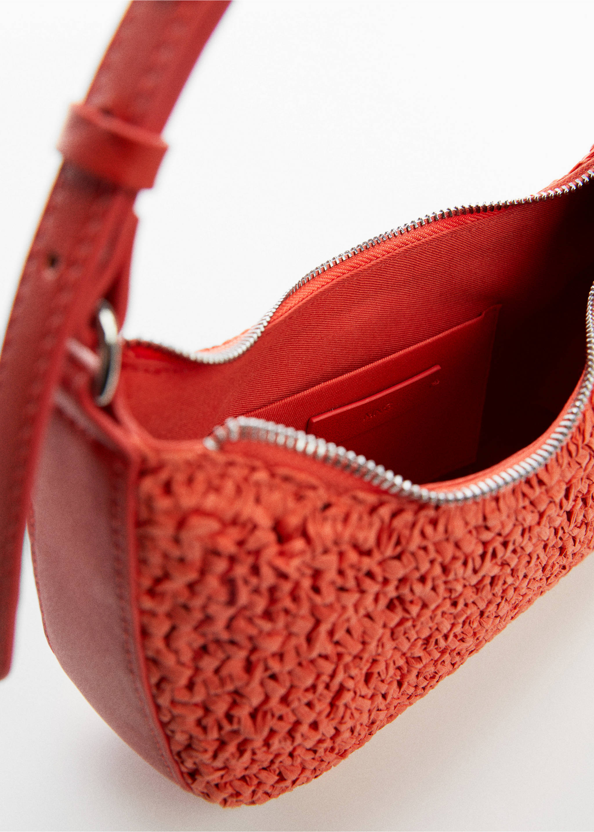Natural fibre shoulder bag - Details of the article 1, Orange. Ref: 57050068-00.