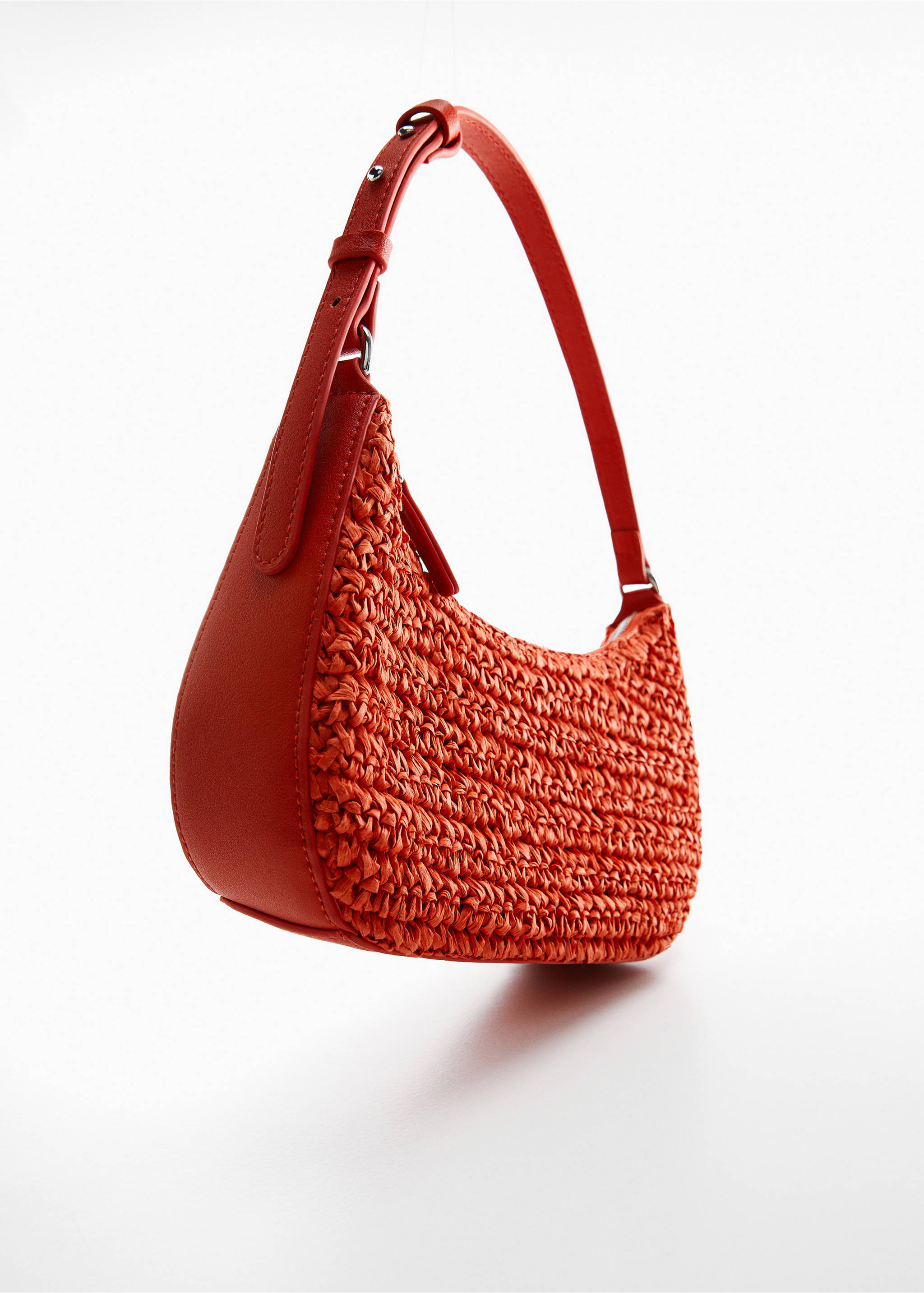 Natural fibre shoulder bag - Details of the article 5, Orange. Ref: 57050068-00.