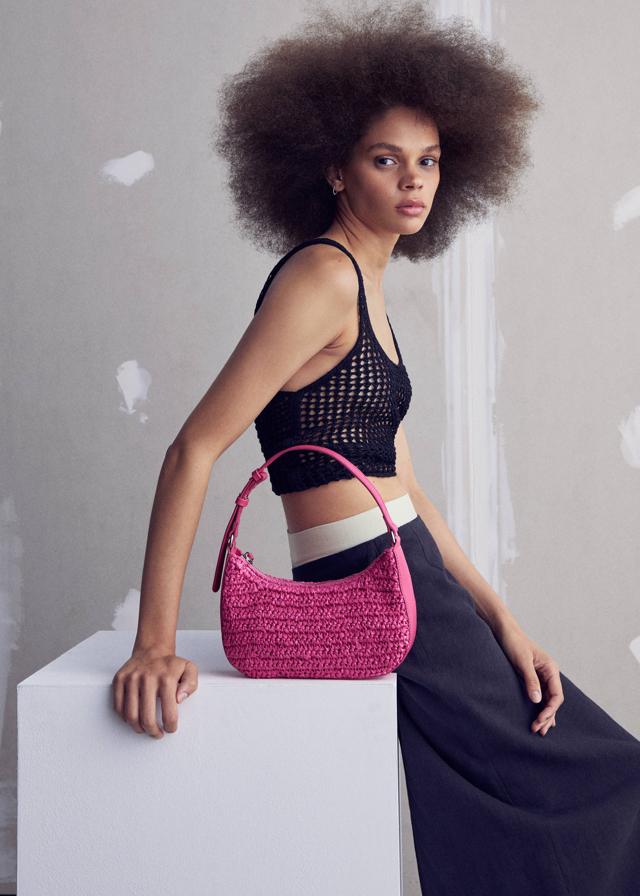 Schultertasche aus Naturfaser - Allgemeine Ansicht