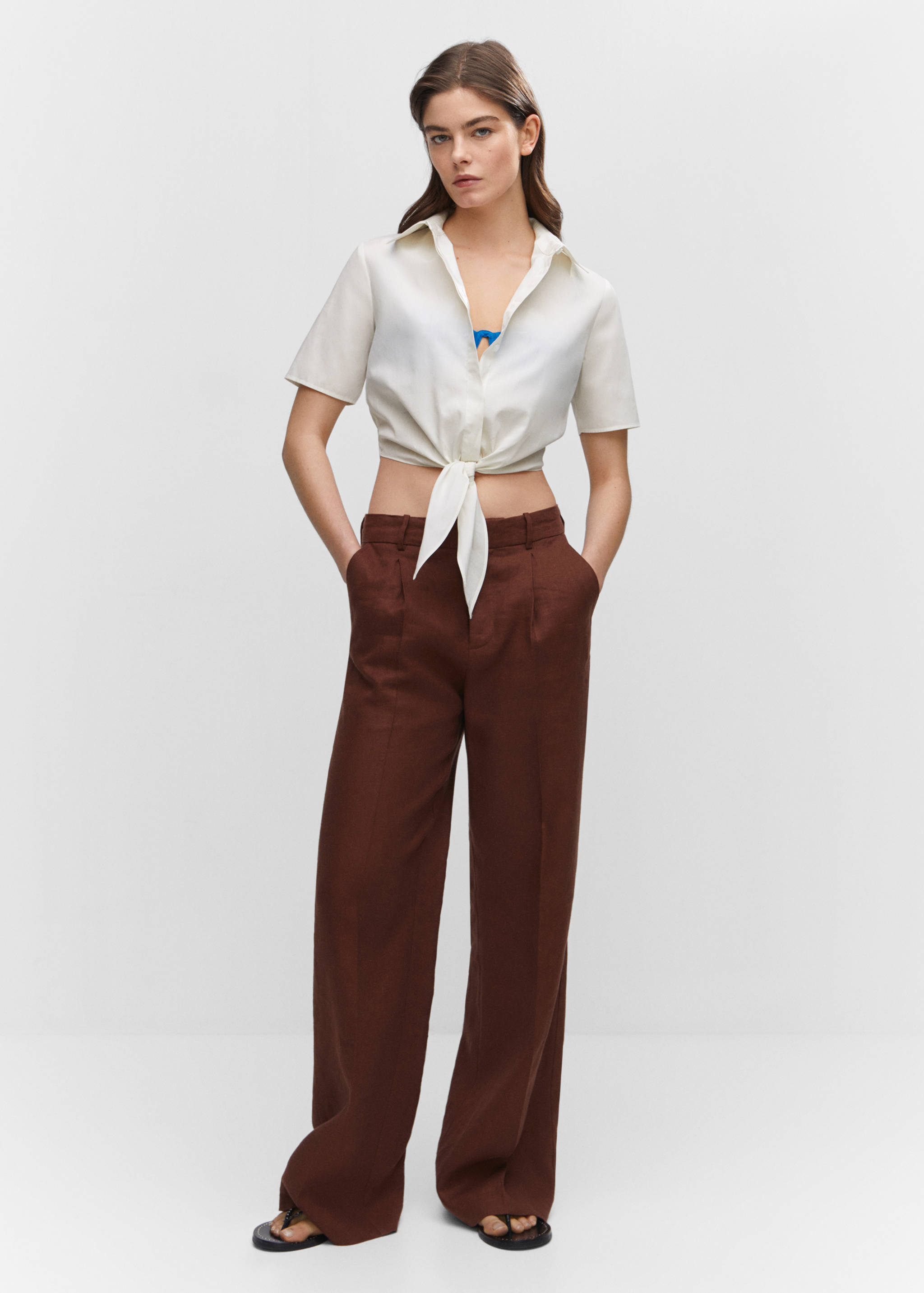 Cropped shirt with knot - General plane