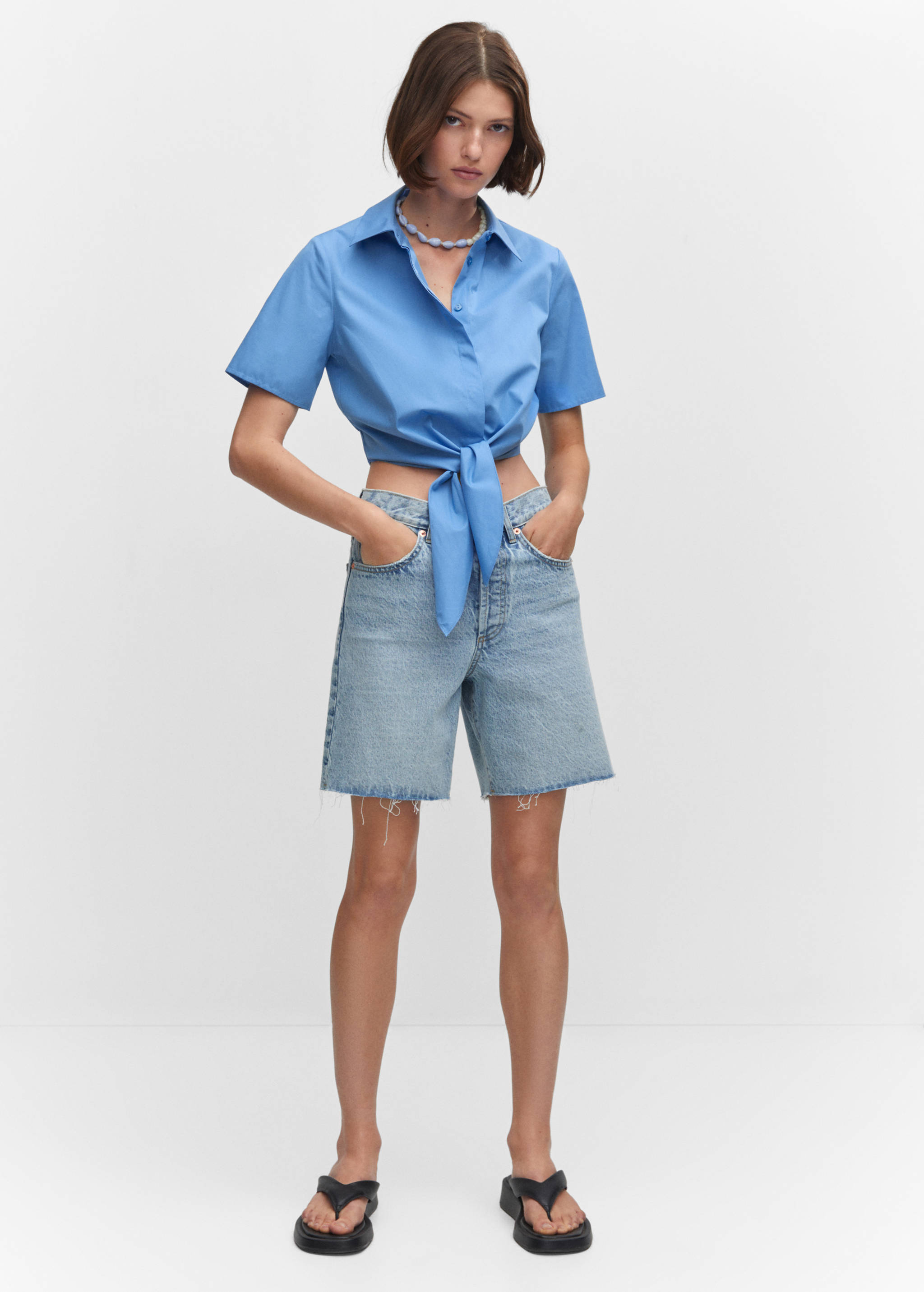 Cropped shirt with knot - General plane