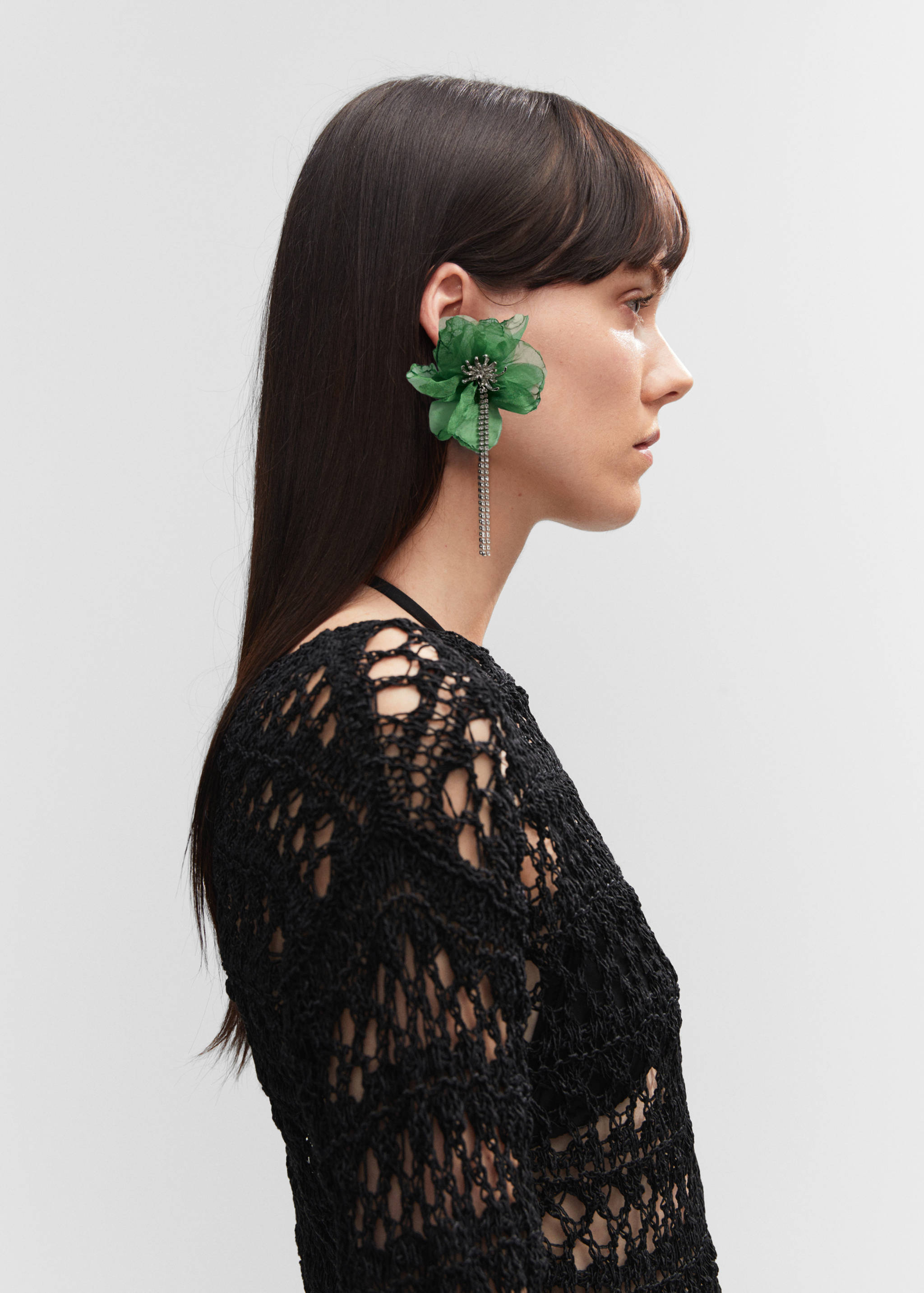 Boucles d'oreilles strass fleur - Plan général