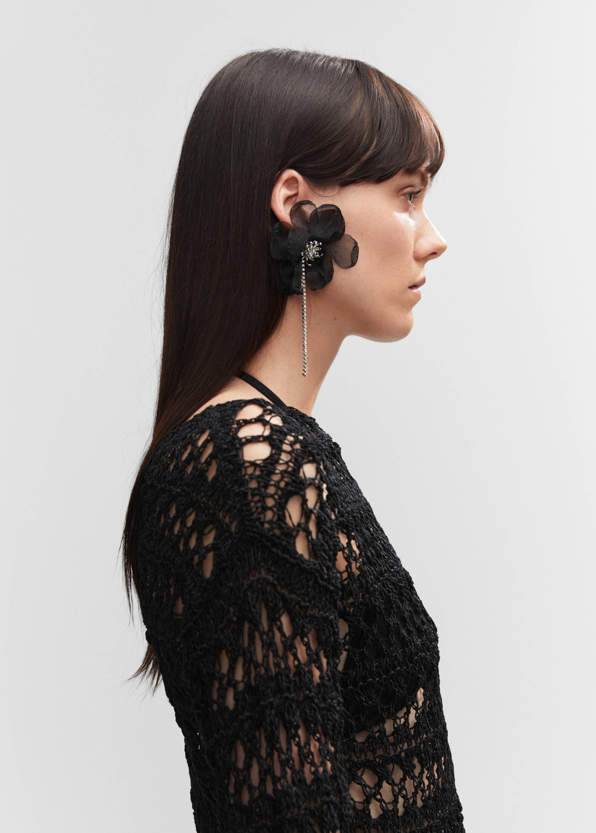 Boucles d'oreilles strass fleur - Plan général