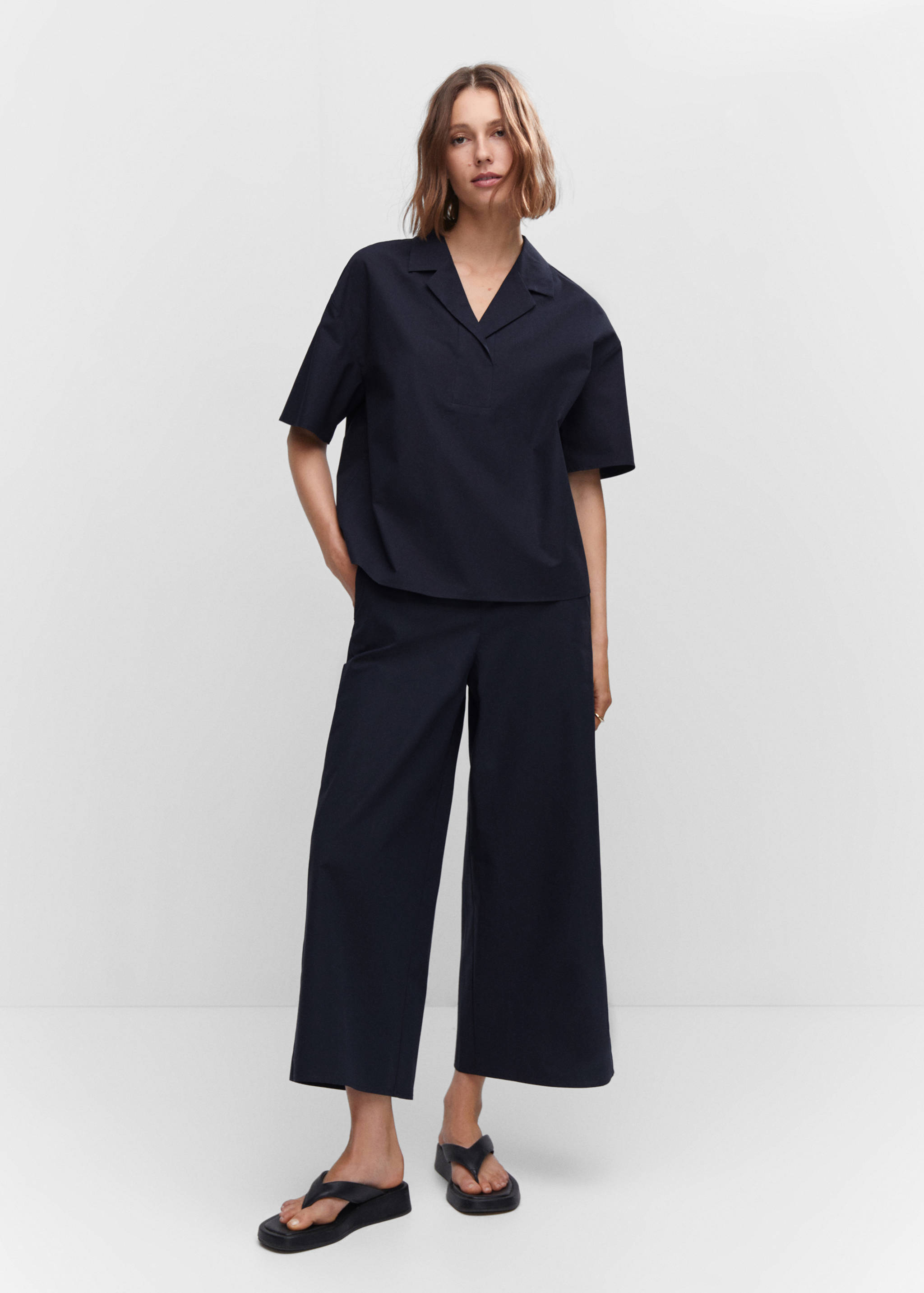 Cotton culotte trousers - General plane