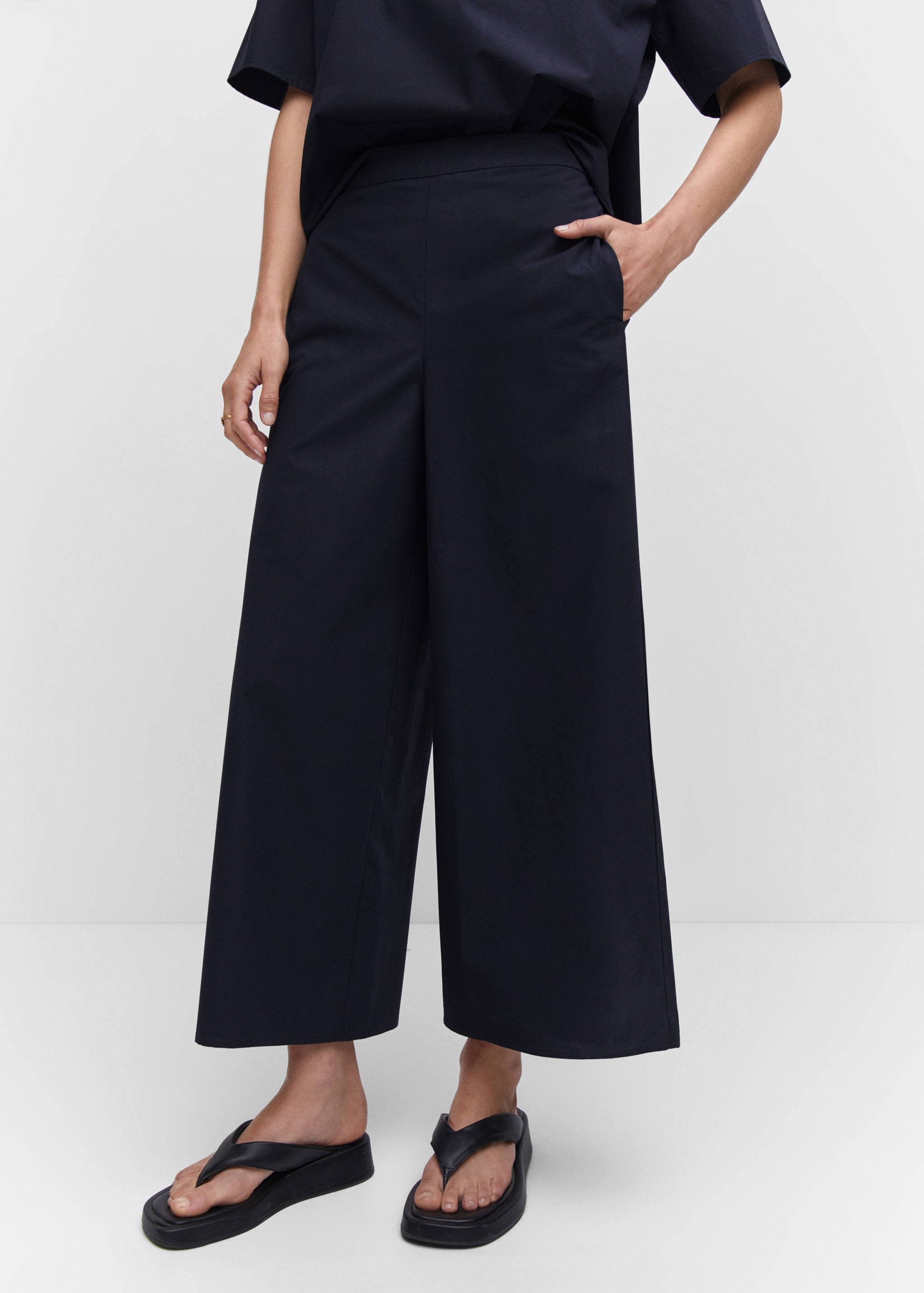 Cotton culotte trousers - Medium plane