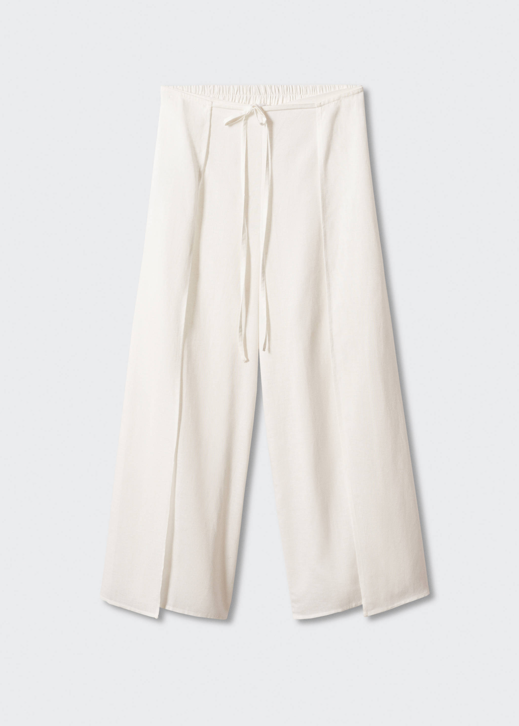 Side slit linen-blend trousers - Article without model