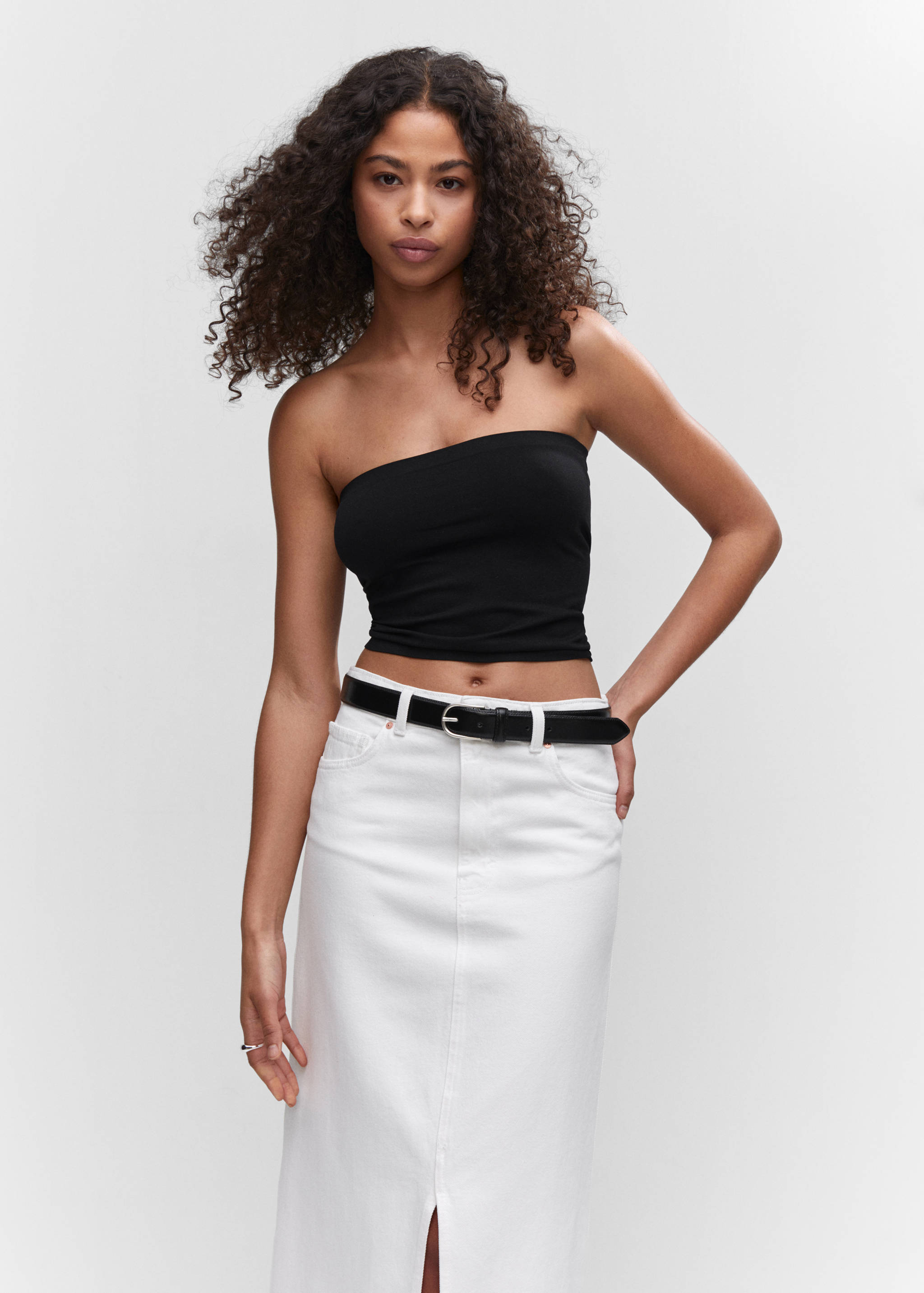 Slit denim skirt - Details of the article 1