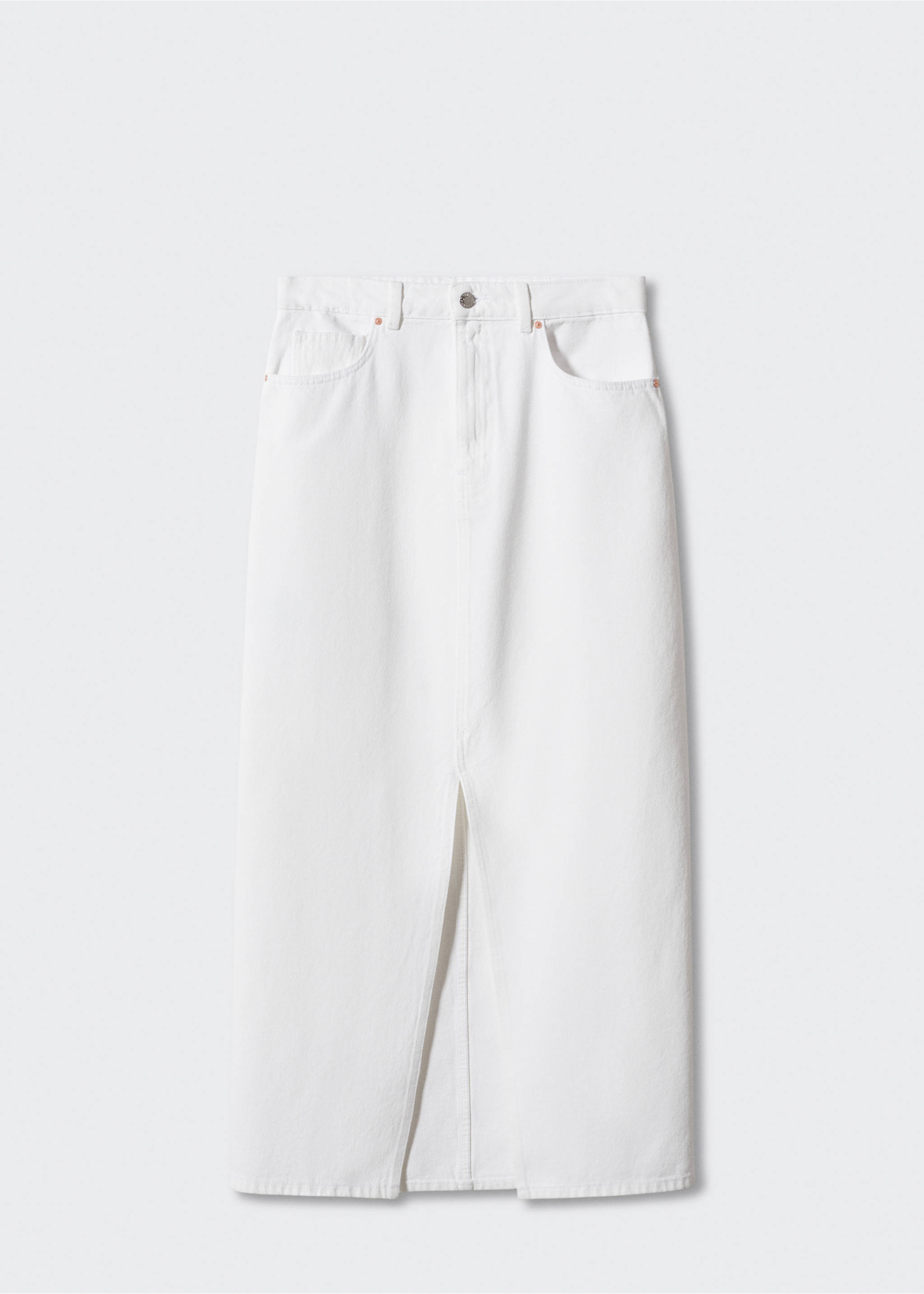 Slit denim skirt - Article without model, White. Ref: 57050162-00.