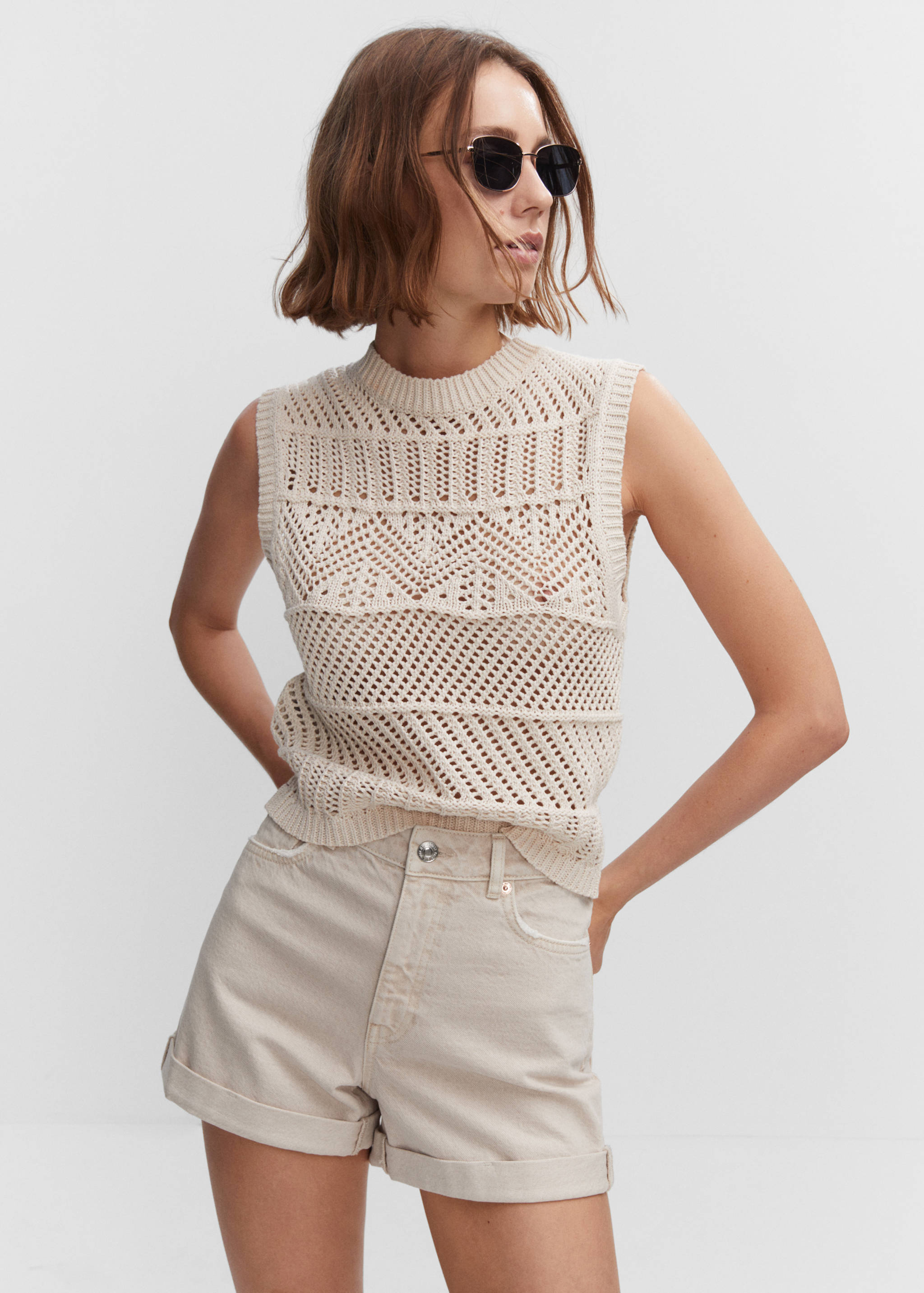 Mom-fit denim shorts - Medium plane