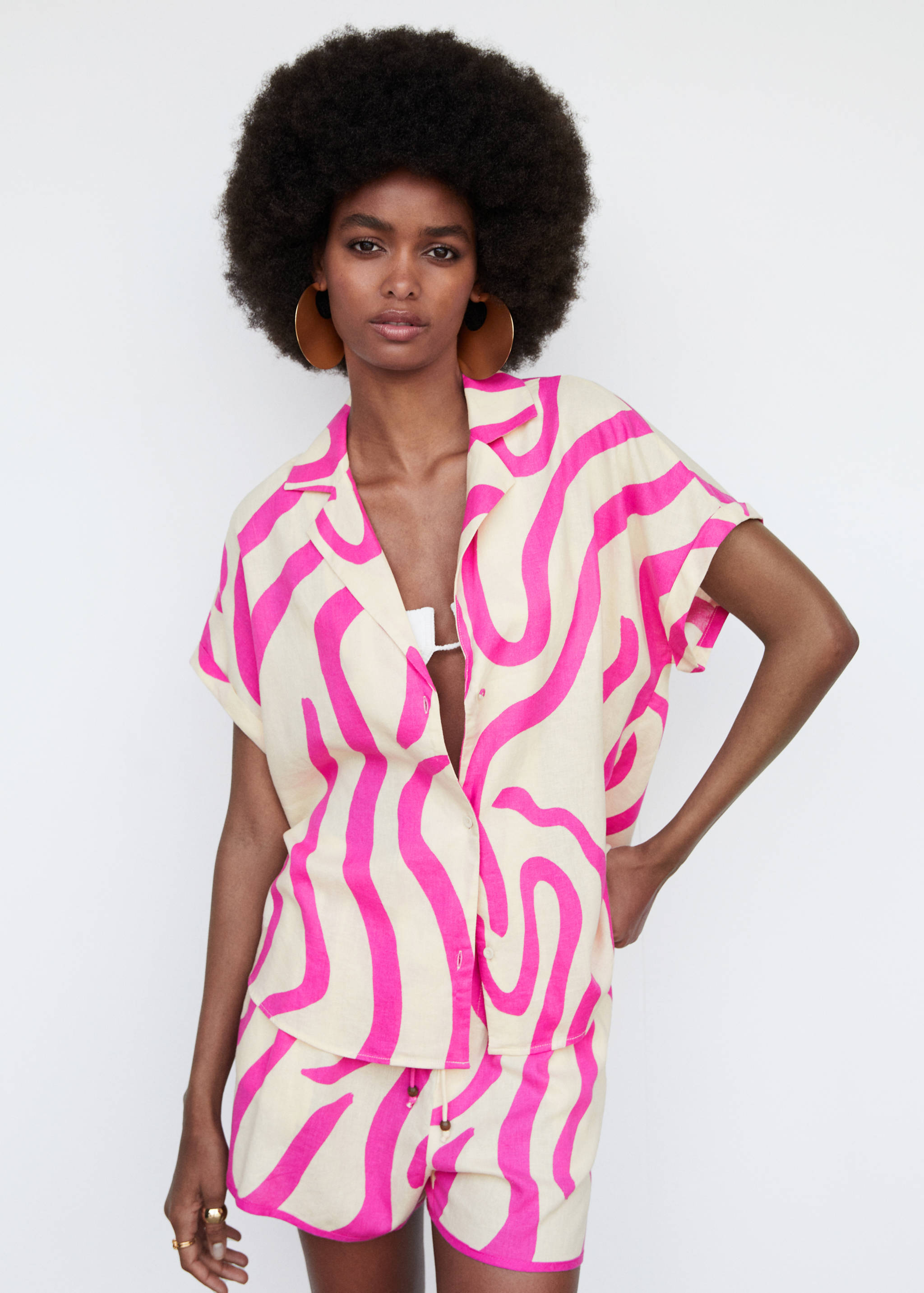 Printed linen shirt - Medium plane