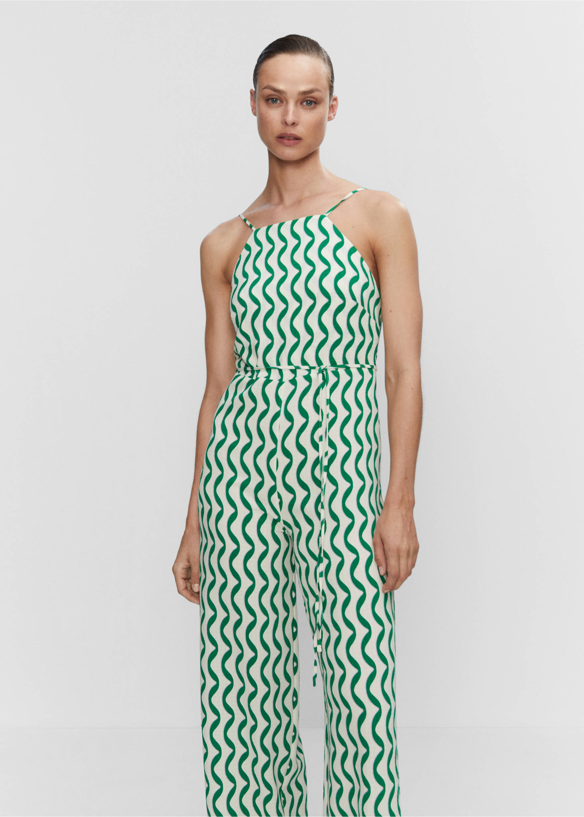 Long jumpsuit with back opening - Medium plane, Green. Ref: 57050212-00.