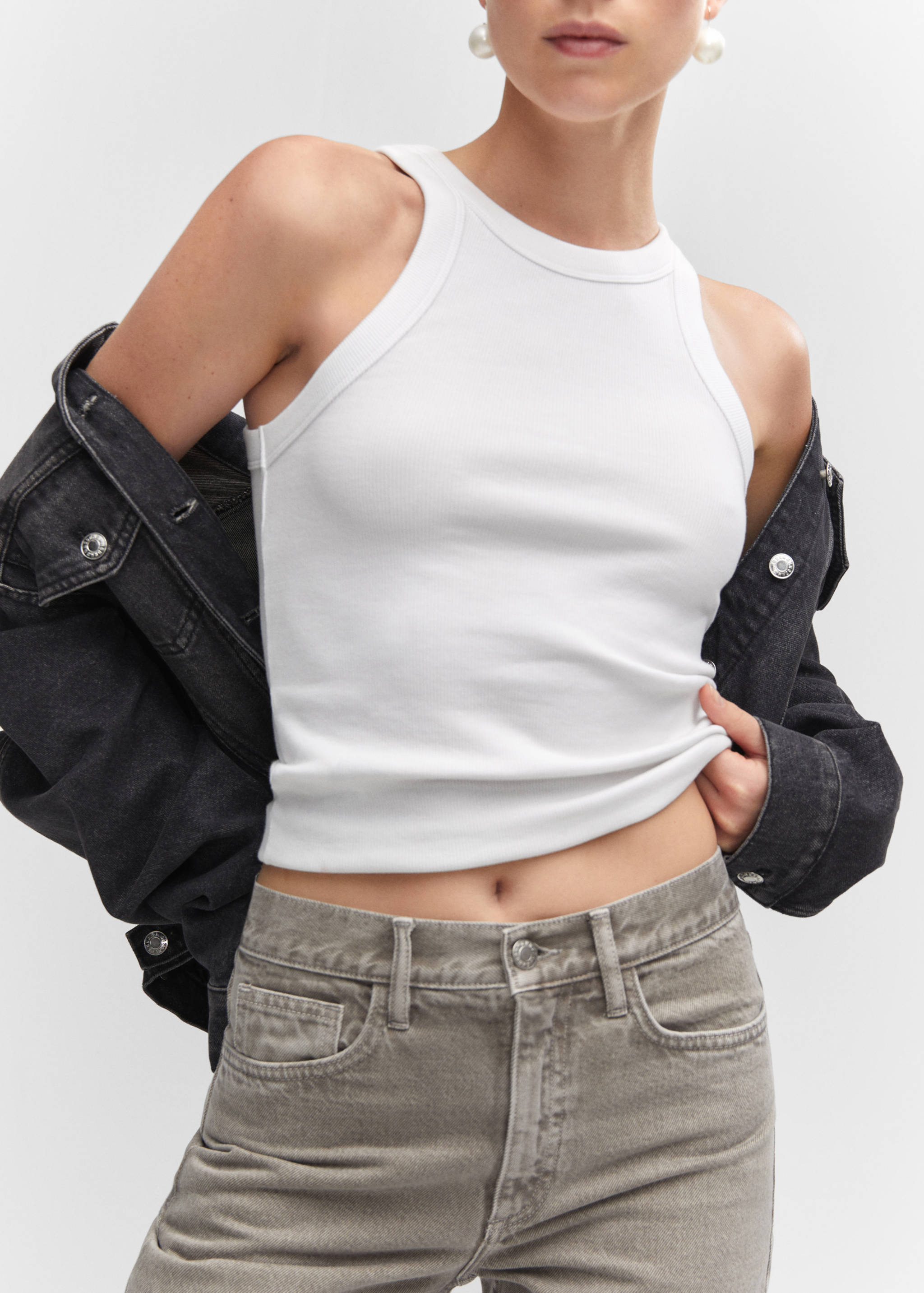 Ribbed cotton-blend top - Details of the article 6