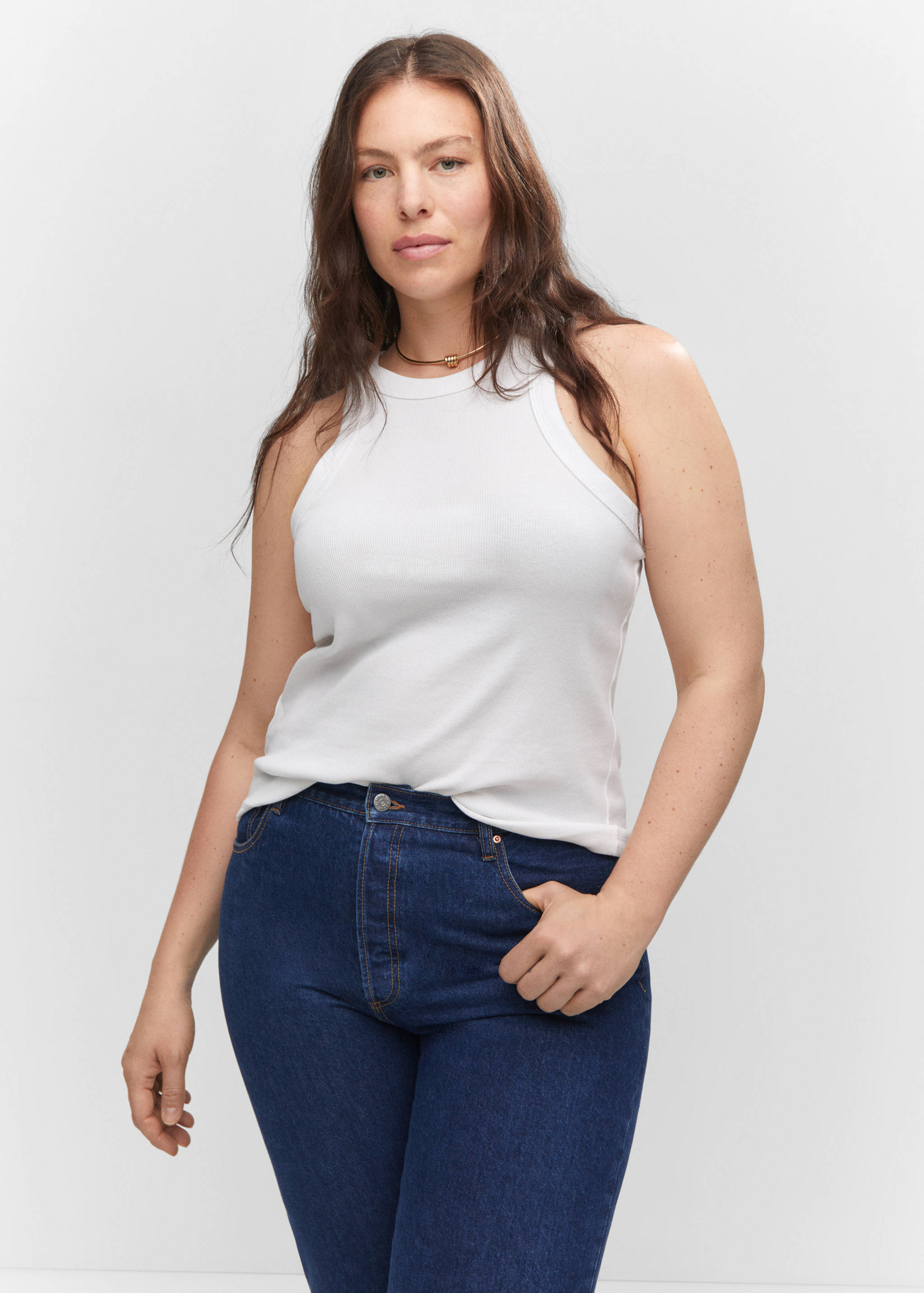 Ribbed cotton-blend top - Details of the article 5