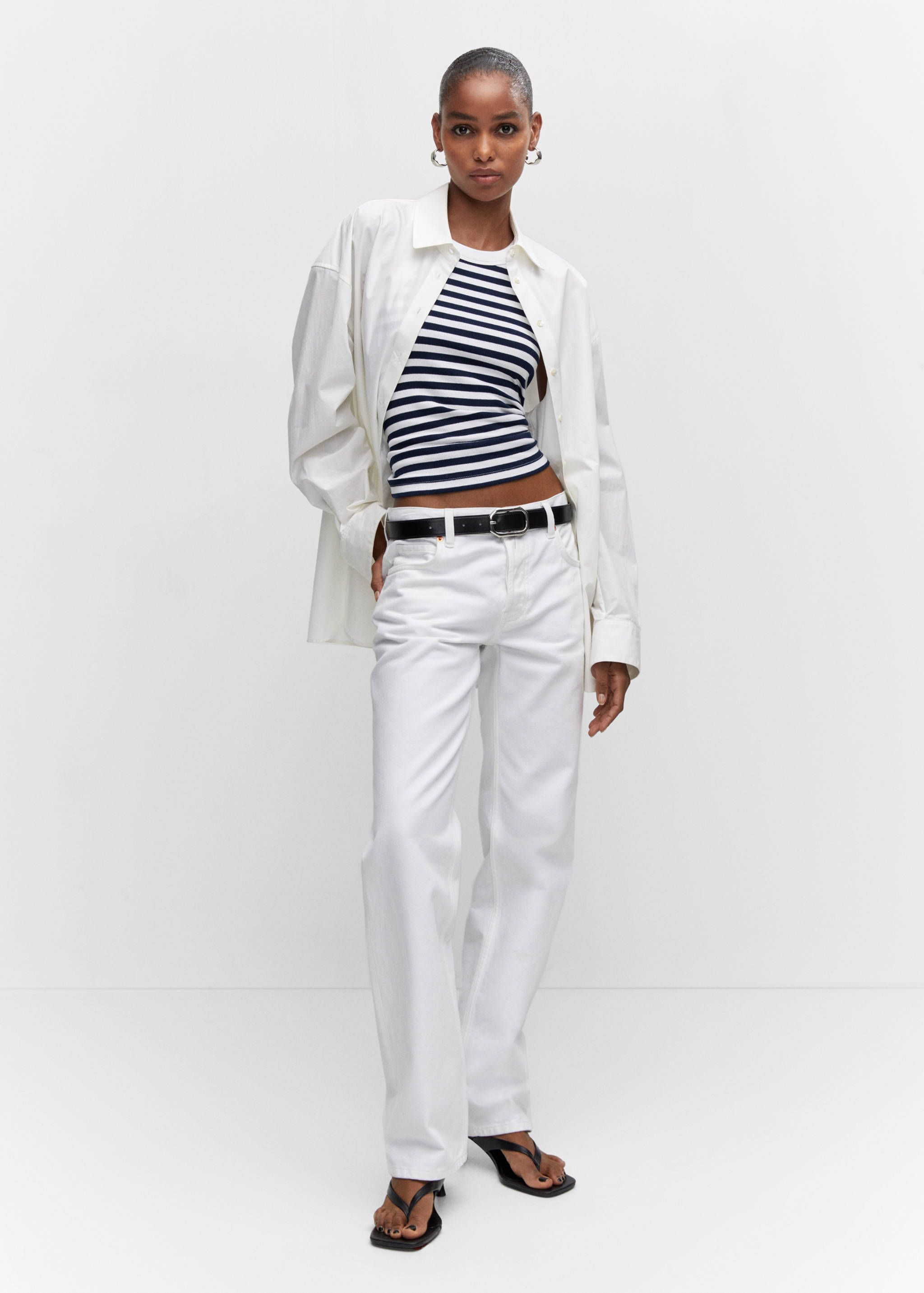 Ribbed cotton-blend top - General plane