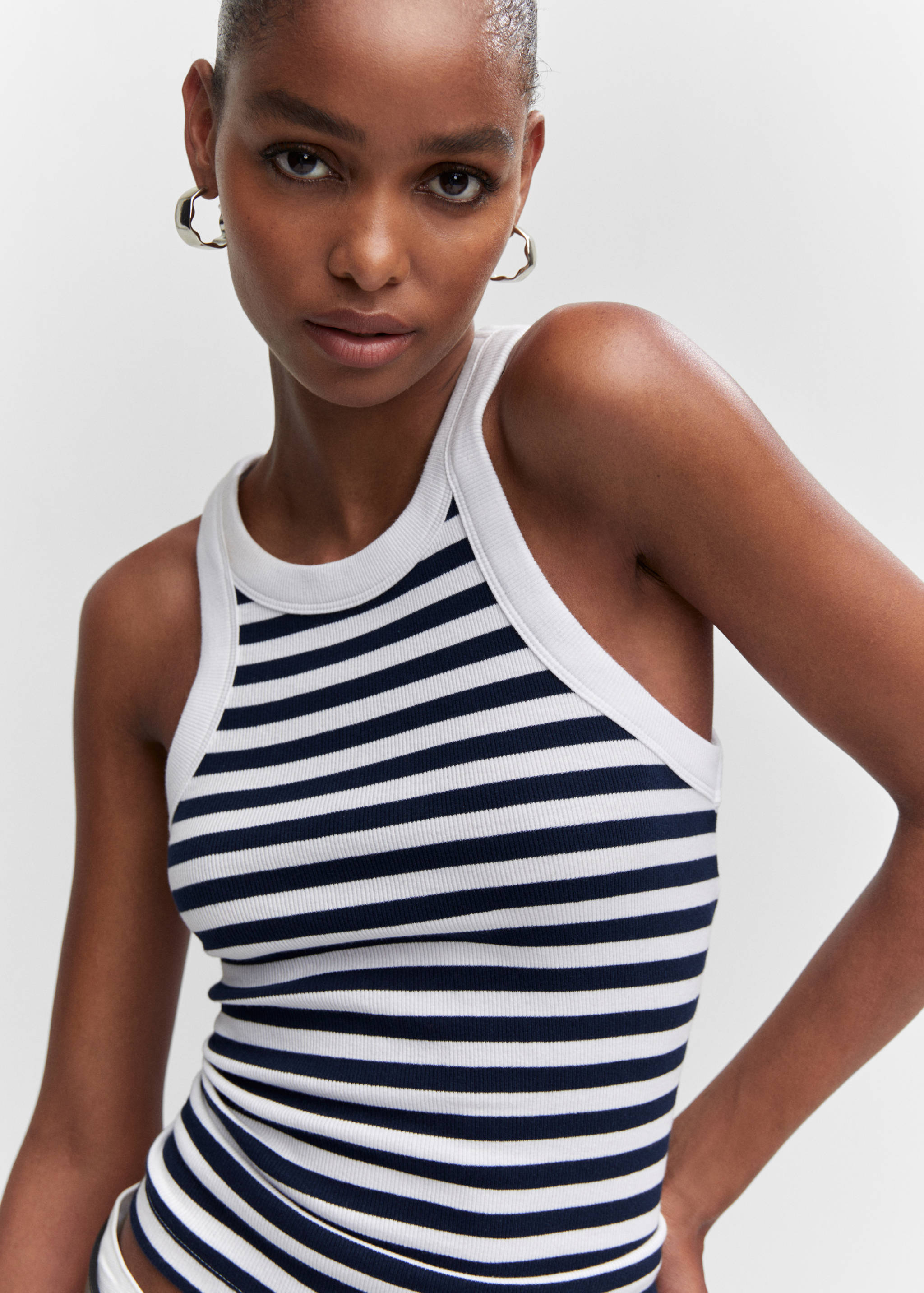 Ribbed cotton-blend top - Details of the article 1