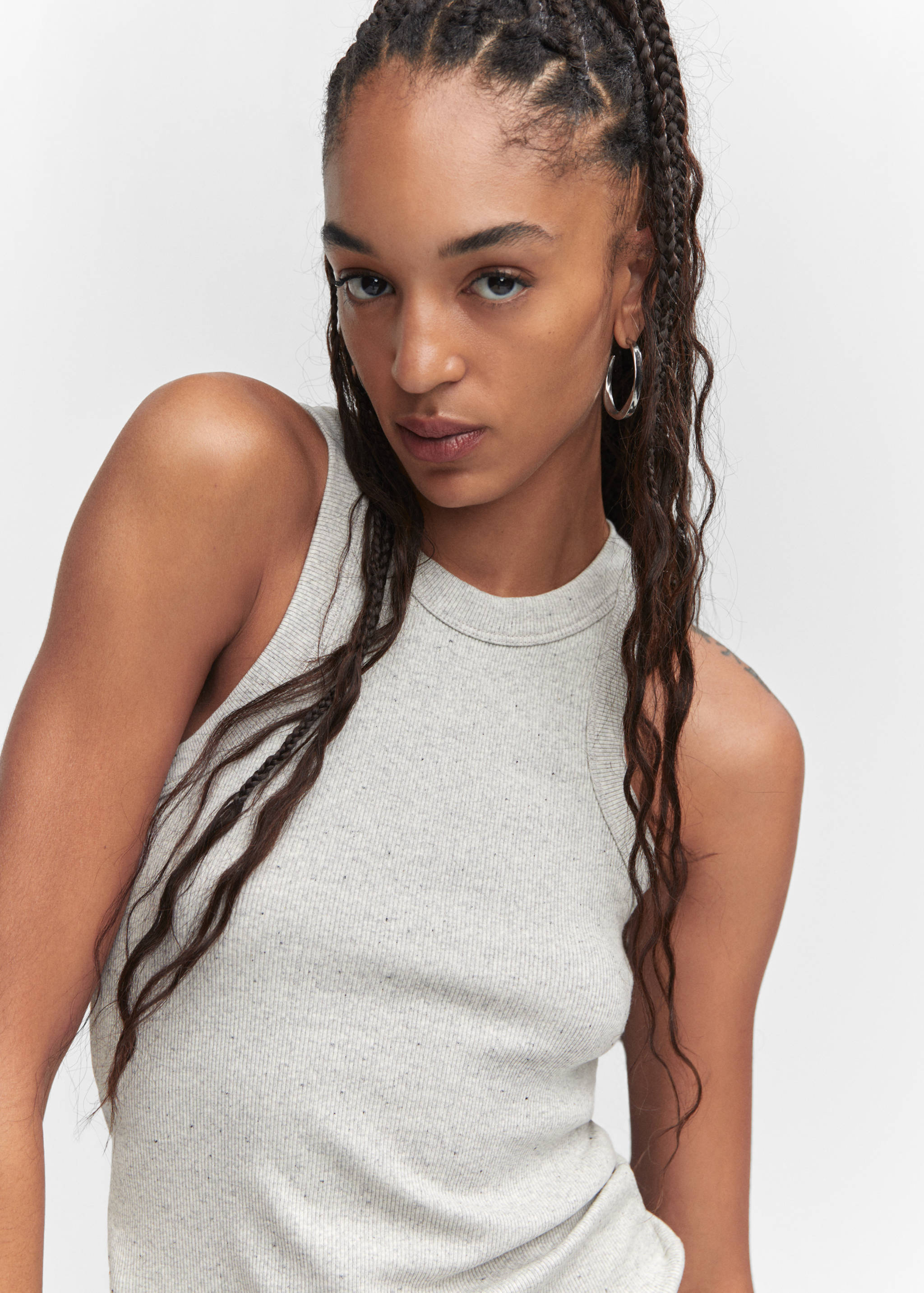 Ribbed cotton-blend top - Details of the article 1