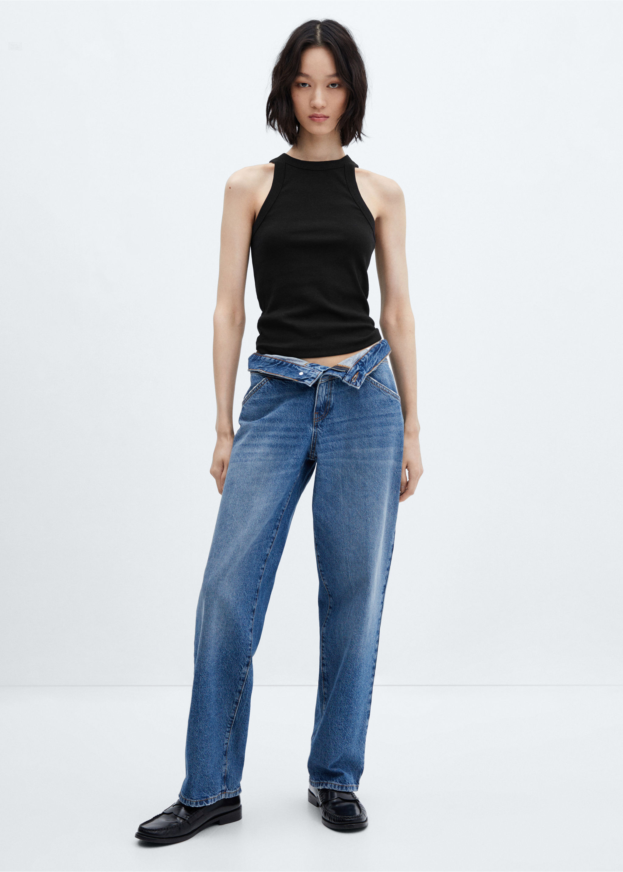 Ribbed cotton-blend top - General plane