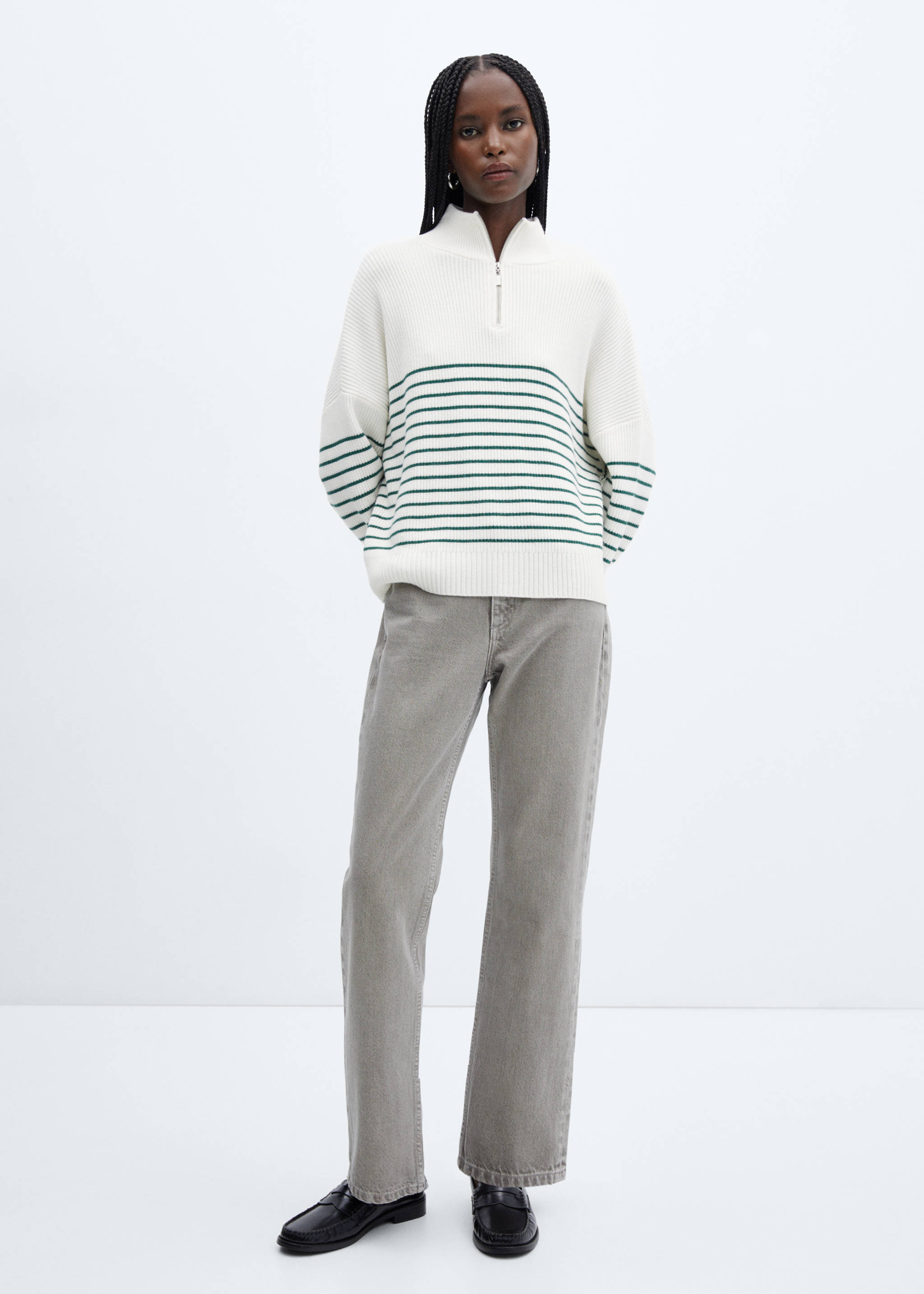 Striped sweater with zipper - General plane