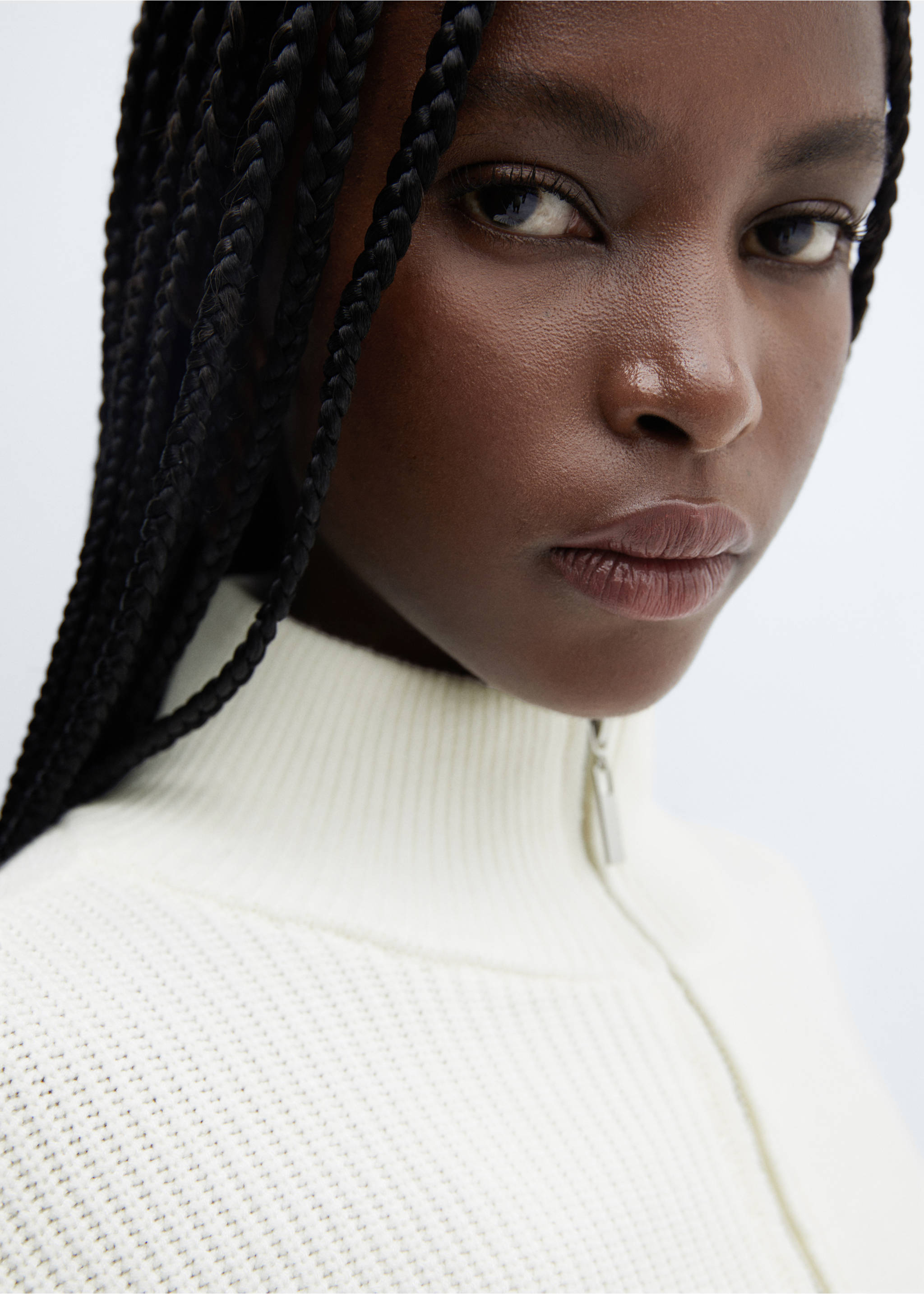 Striped sweater with zip - Details of the article 1, Navy. Ref: 57050259-00.