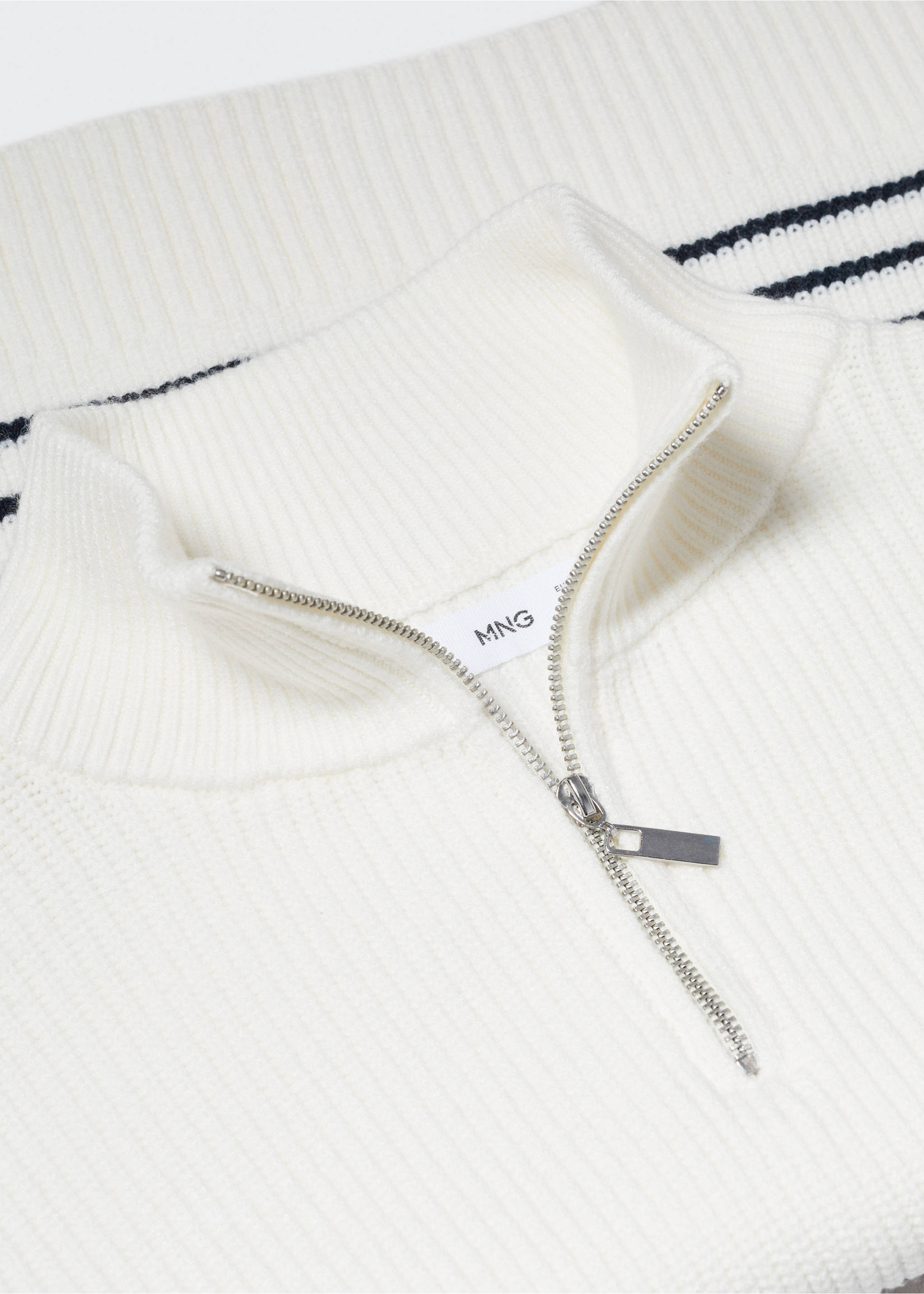 Striped sweater with zip - Details of the article 8, Navy. Ref: 57050259-00.