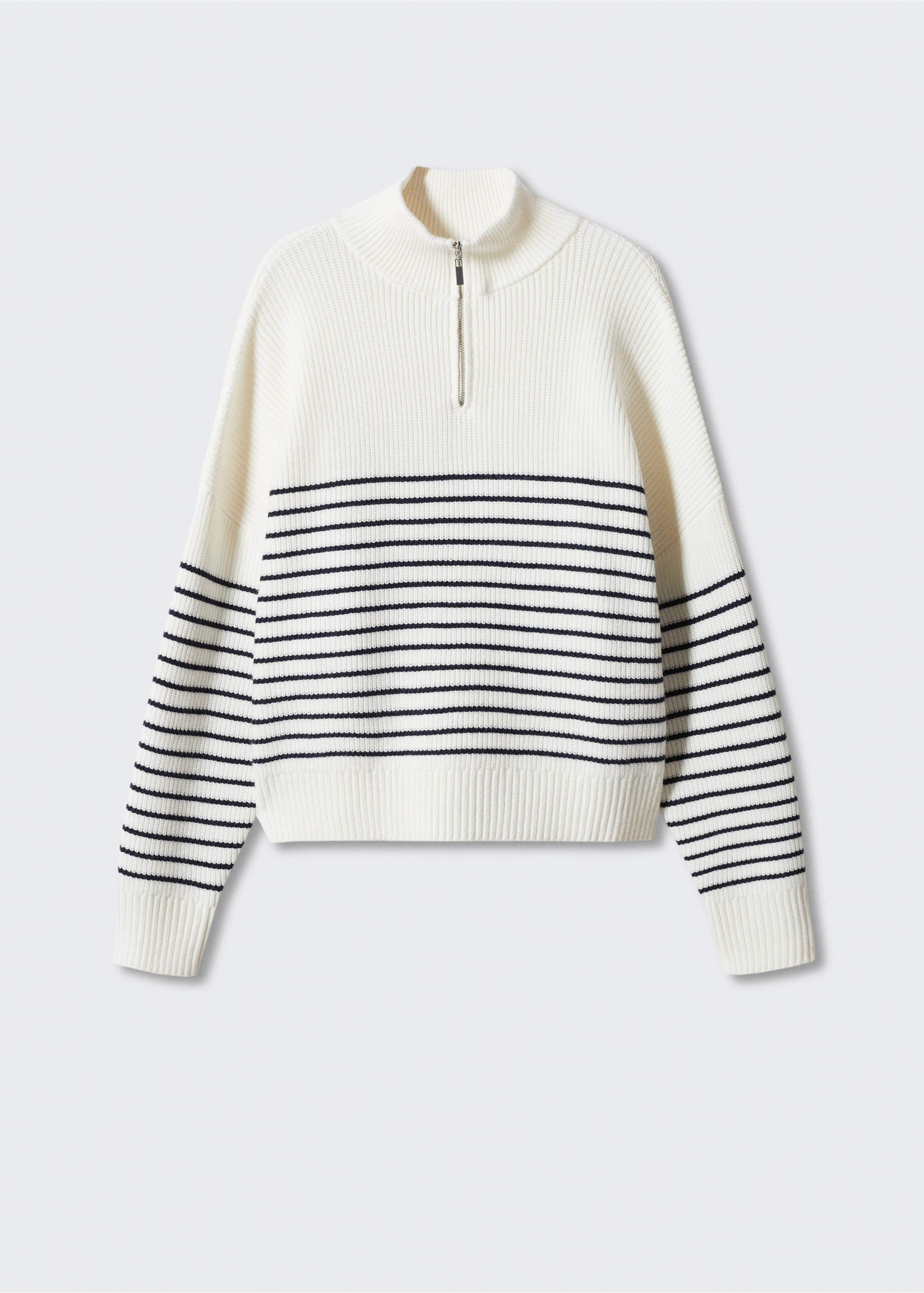 Striped sweater with zip - Article without model, Navy. Ref: 57050259-00.
