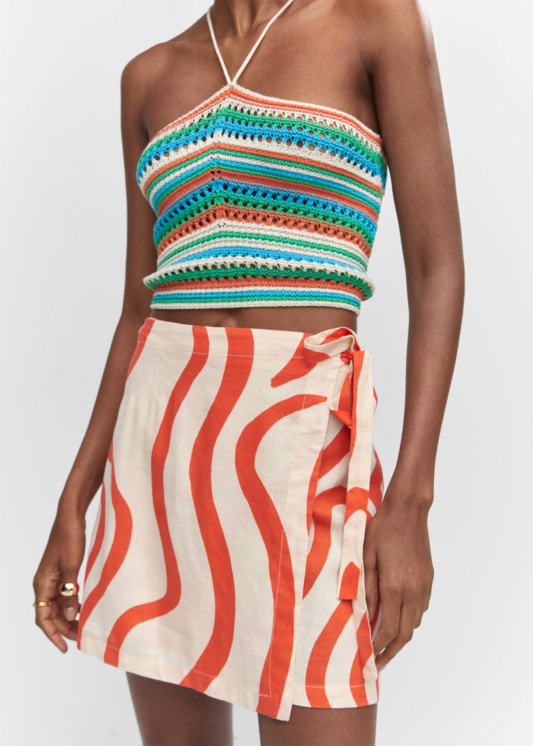 Printed linen-blend skirt - Details of the article 6