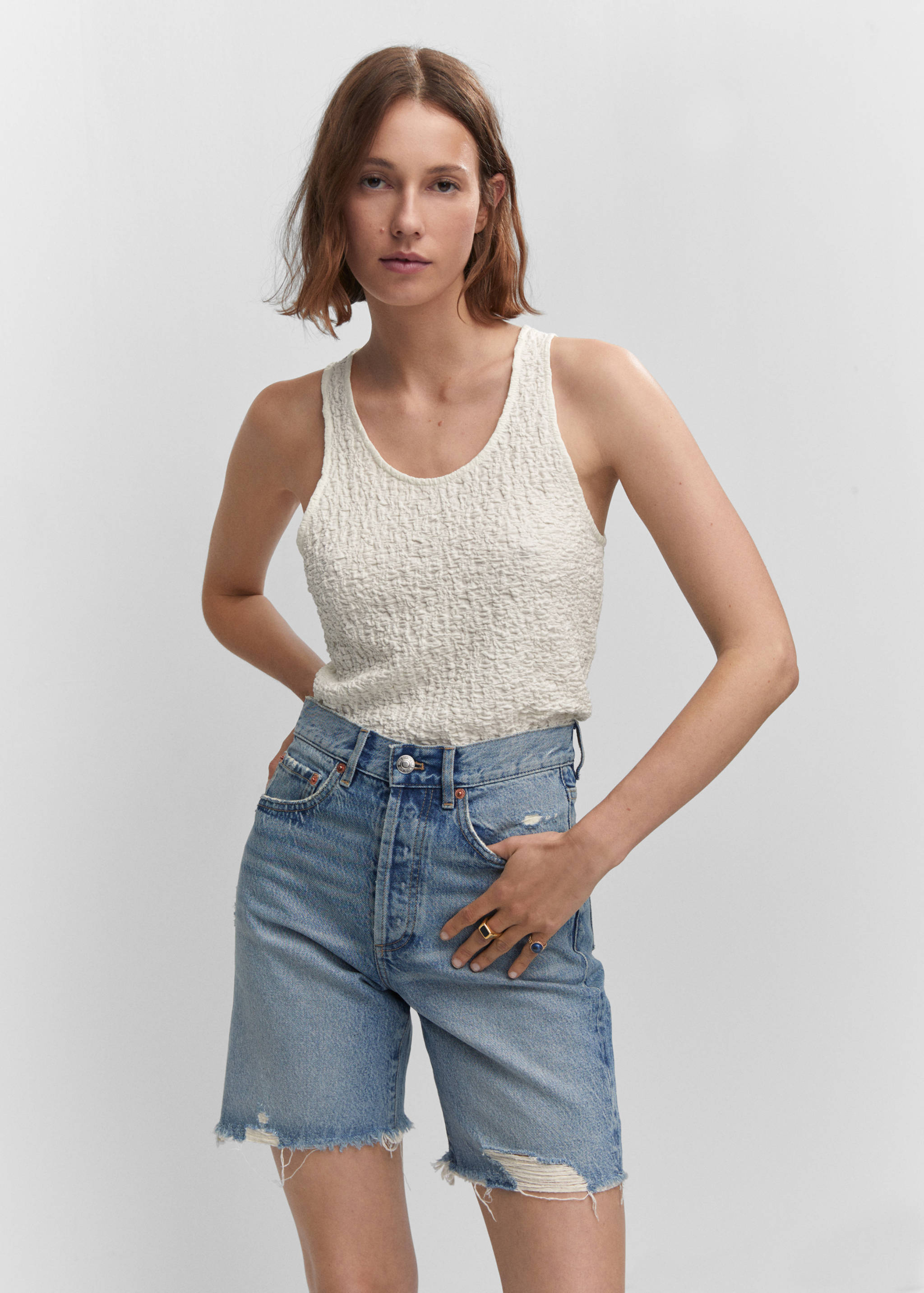 Textured cotton top - Medium plane