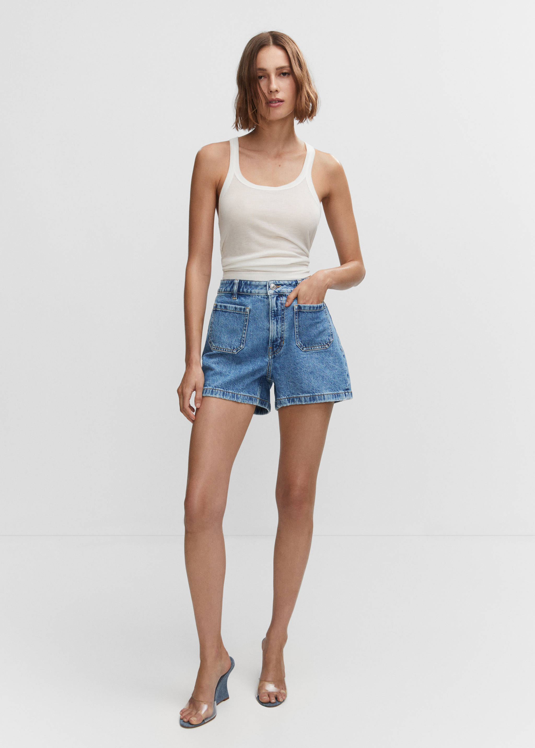 Denim shorts with pockets - General plane