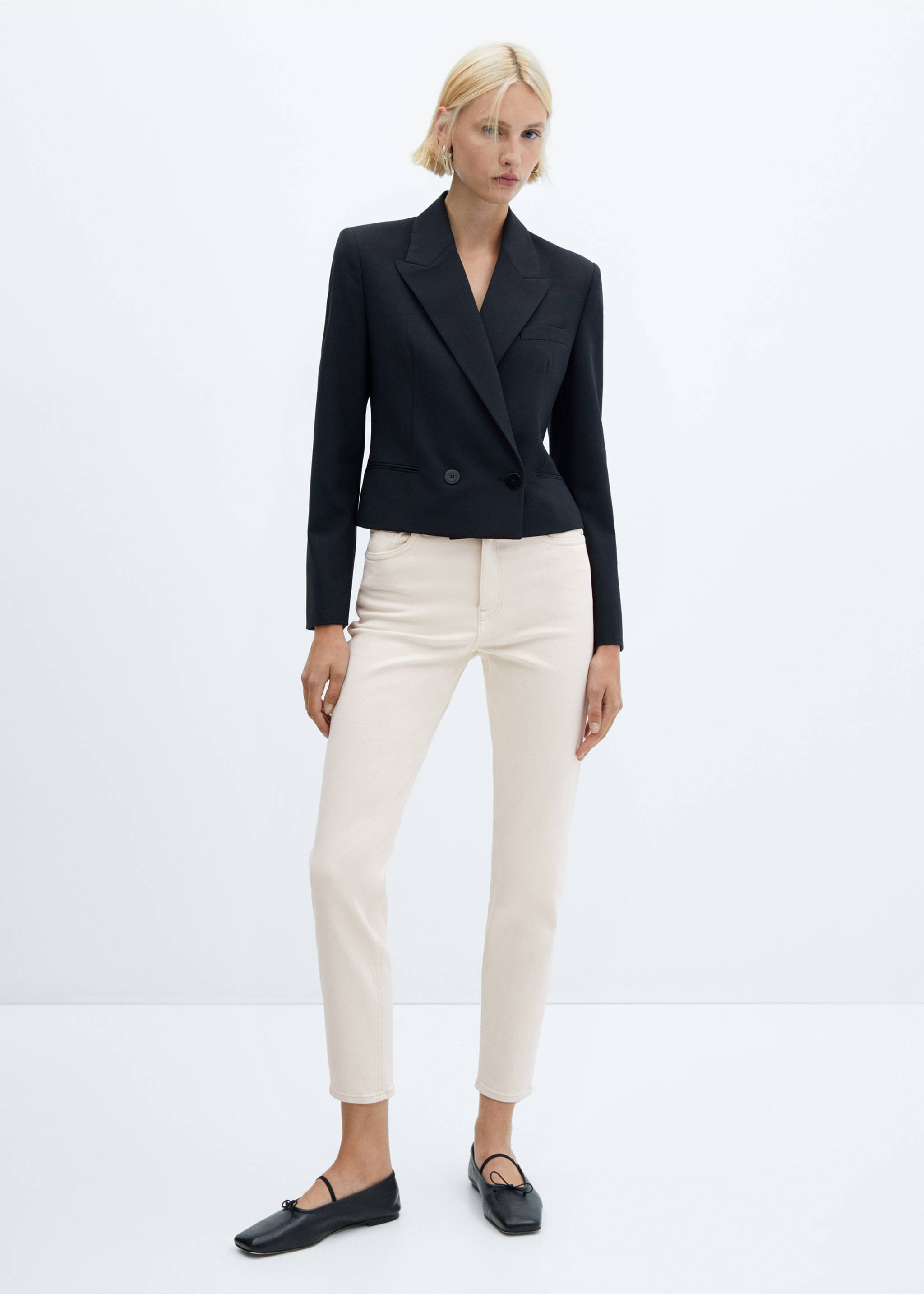 Newmom comfort high-rise jeans - General plane, Off White. Ref: 57050290-00.