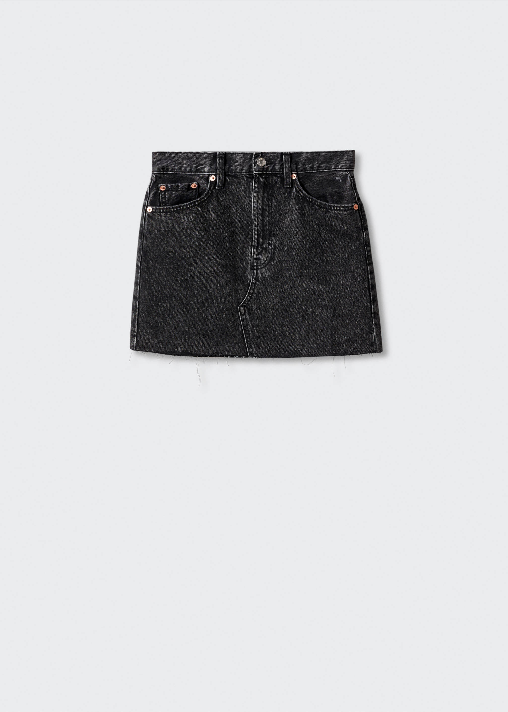 Denim mini-skirt - Article without model, Black denim. Ref: 57050291-00.
