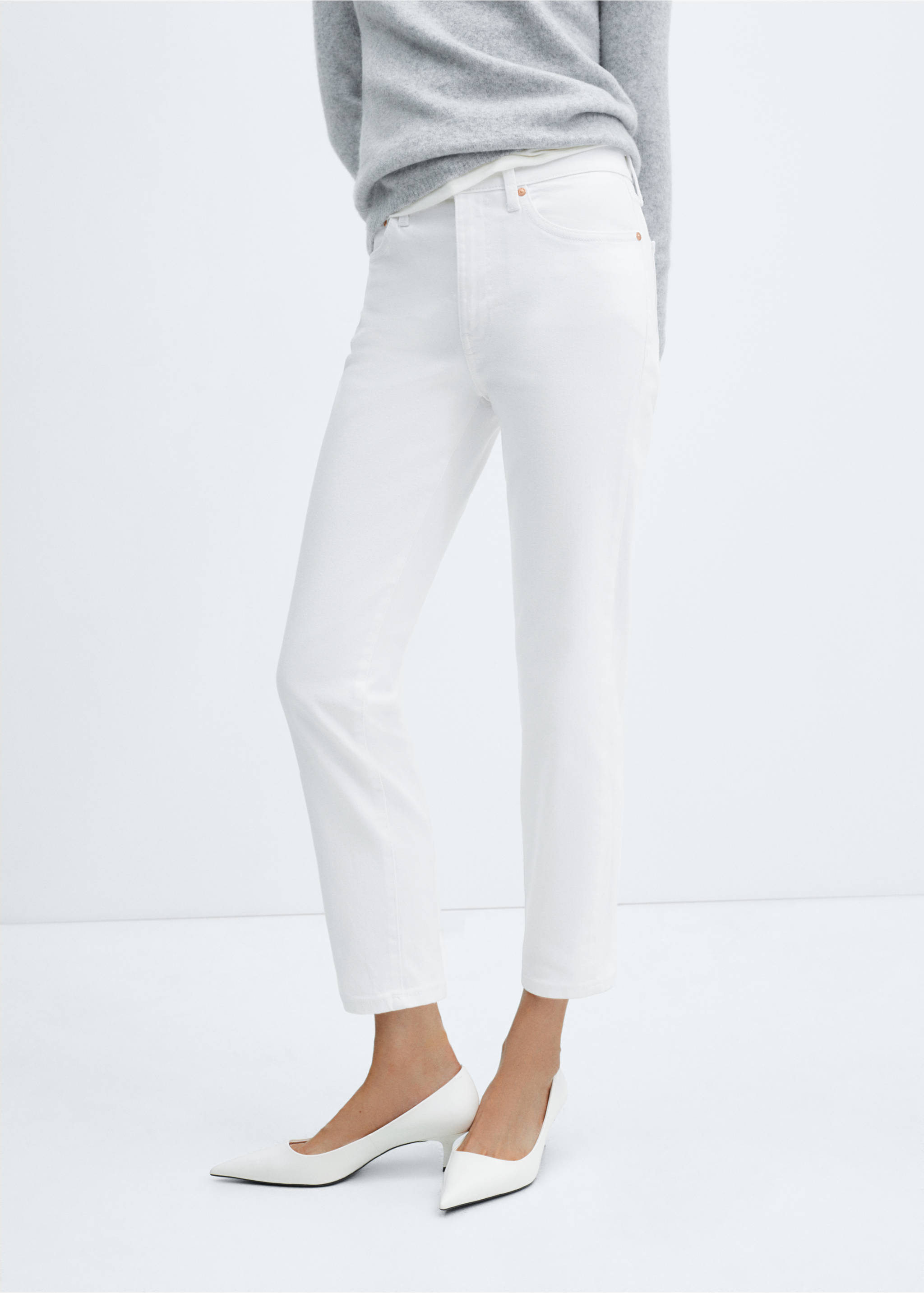 Jeans Claudia, slim cropped - Halvtotal bildeutsnitt, Hvit. Ref: 57050292-00.