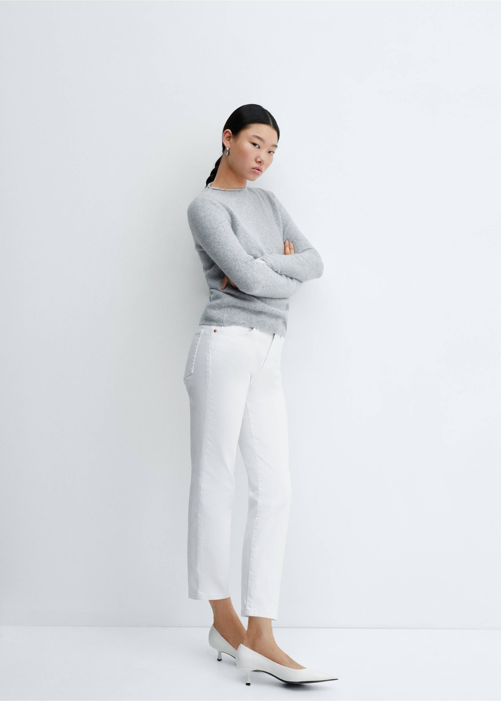 Jeans Claudia, slim cropped - Artikkeldetalj 2, Hvit. Ref: 57050292-00.