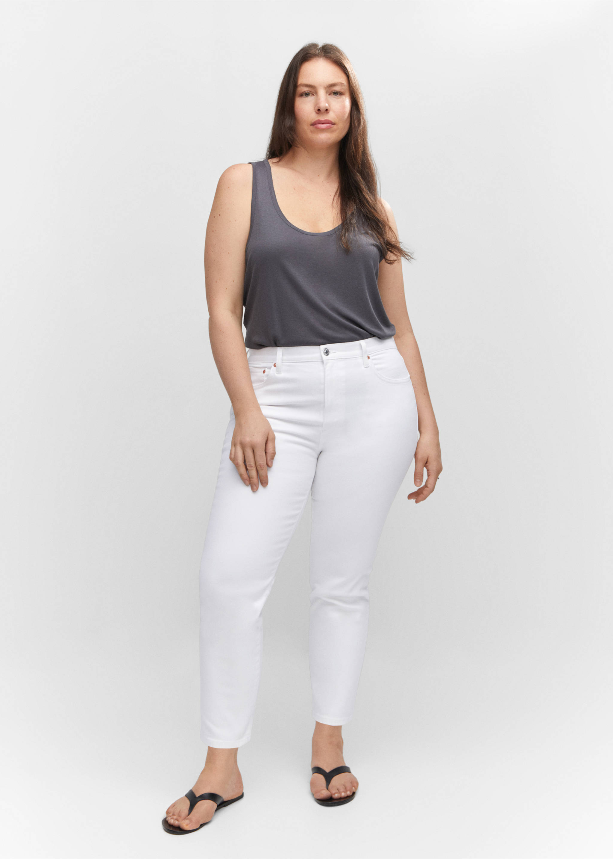 Jeans Claudia, slim cropped - Artikkeldetalj 3, Hvit. Ref: 57050292-00.