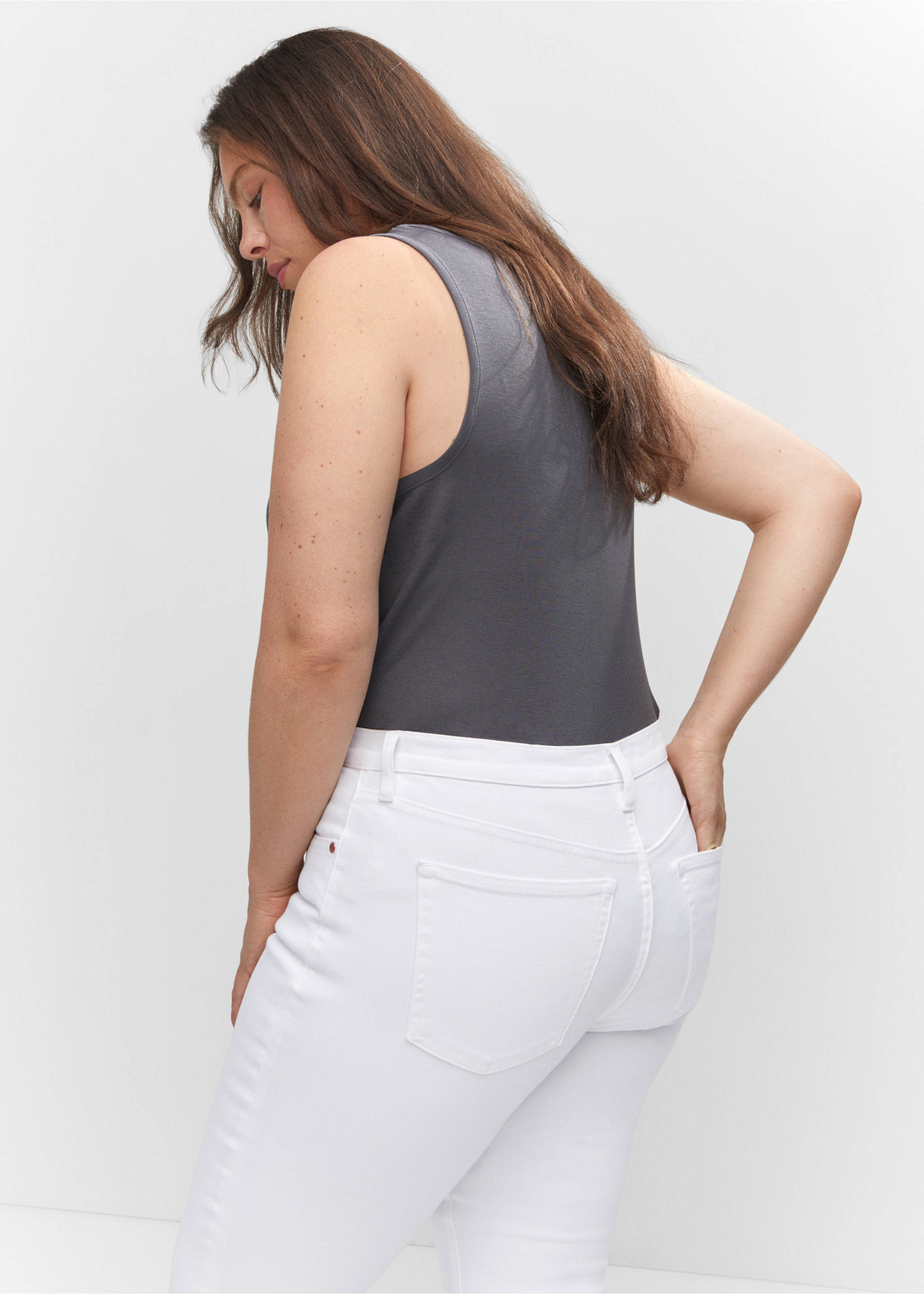 Jeans Claudia, slim cropped - Artikkeldetalj 4, Hvit. Ref: 57050292-00.