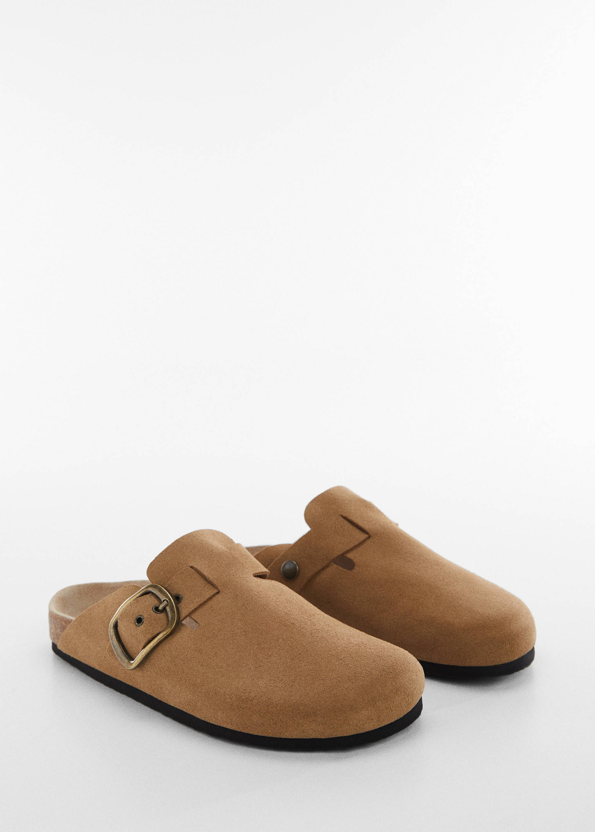 Leder-Clogs mit Schnalle - Mittlere Ansicht