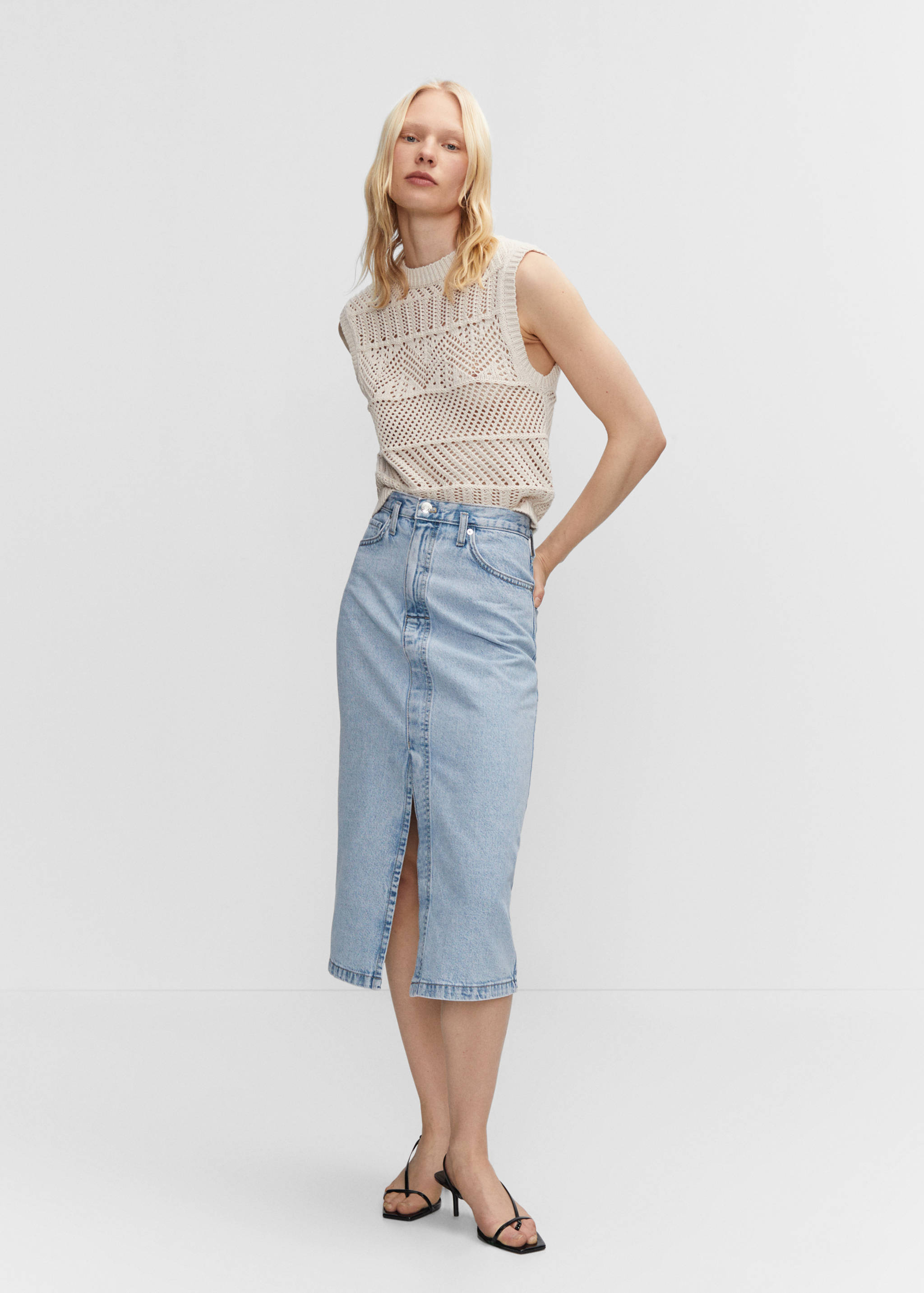 Denim midi-skirt - General plane