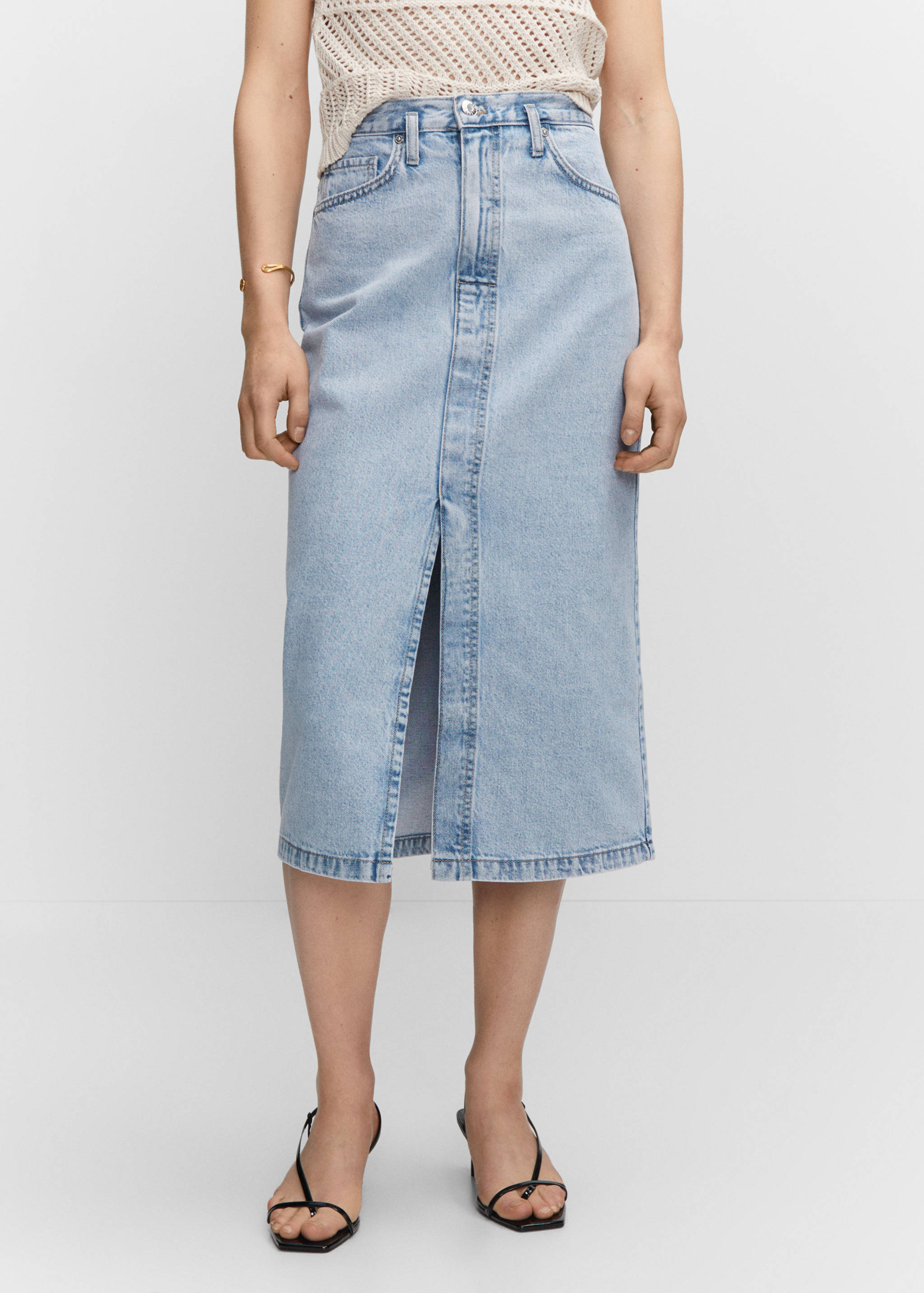 Denim midi-skirt - Medium plane
