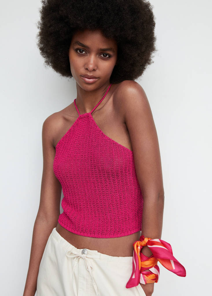 Halter Mohair Mediam✨Melange Top USA OUTLET MANGO | Women - top crochet neck Halter トップス
